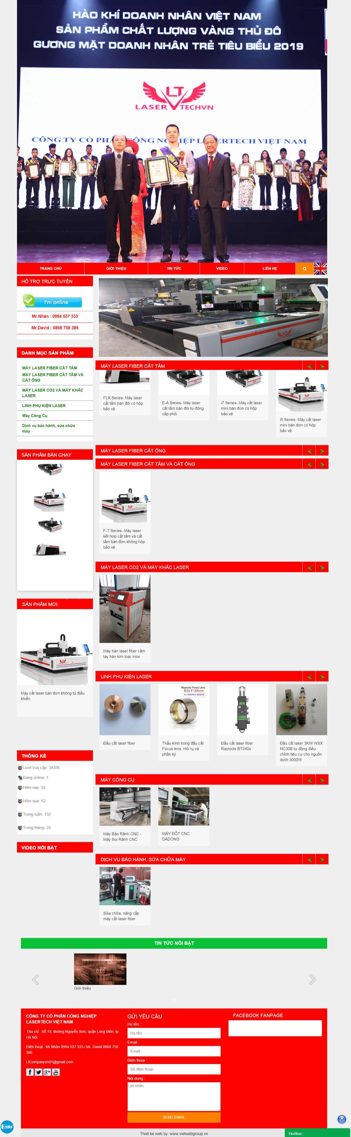 Thiết kế Website Máy Công Nghiệp lasertechvn