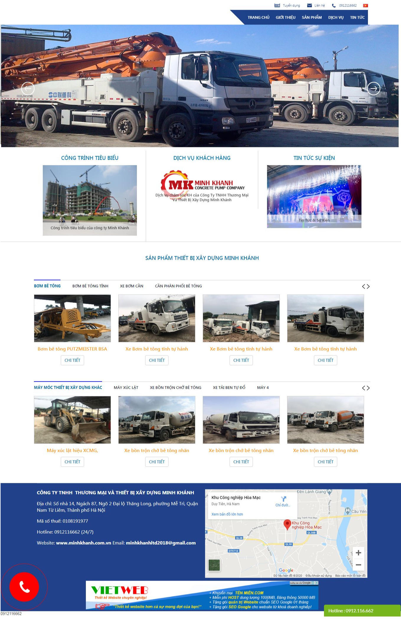 Thiết Kế Website Thương Mại Và Thiết Bị Xây Dựng Minh Khánh