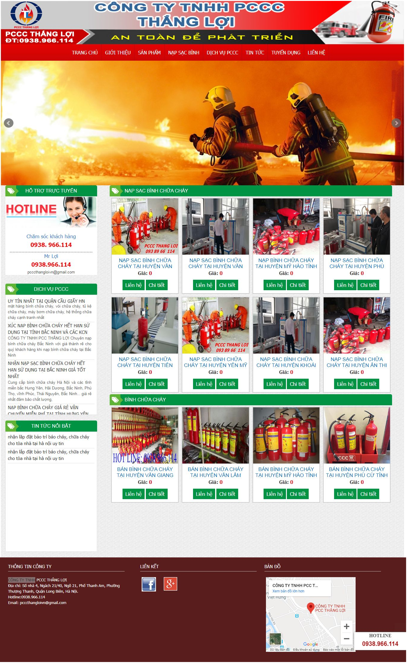 Thiết kế website phòng cháy chữa cháy Thắng Lợi