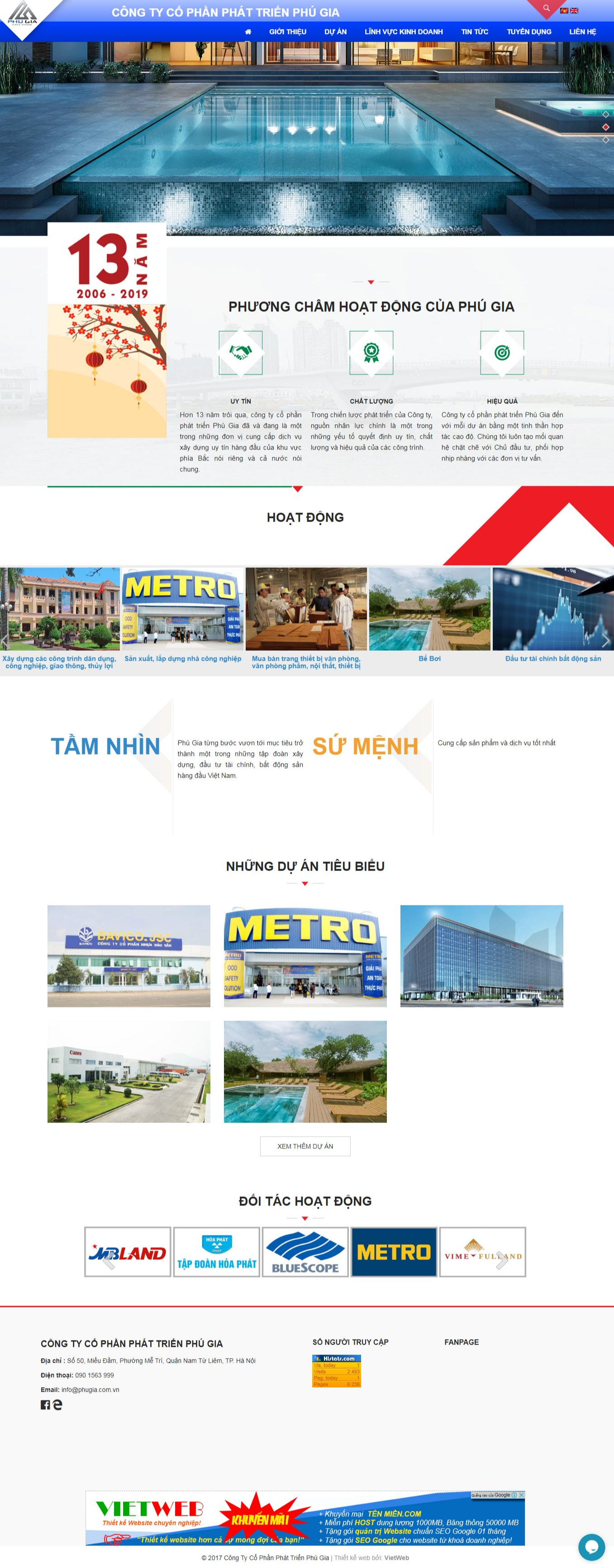 Thiết kế website công ty phát triển phú gia