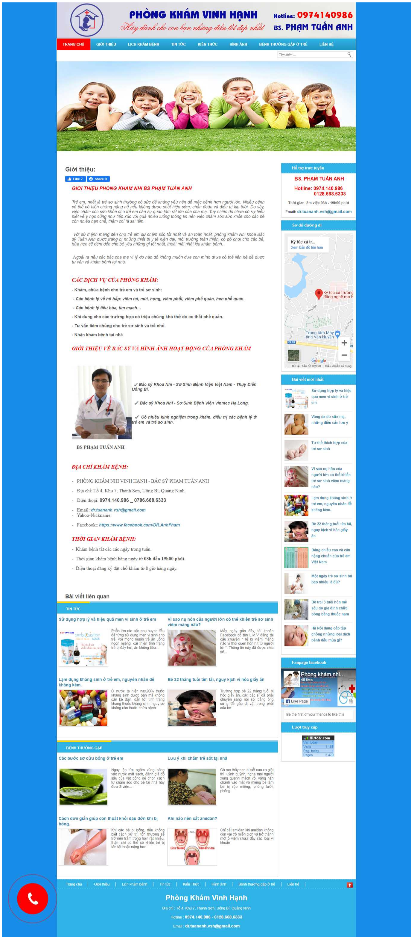 Thiết kế website phòng khám vinh hạnh