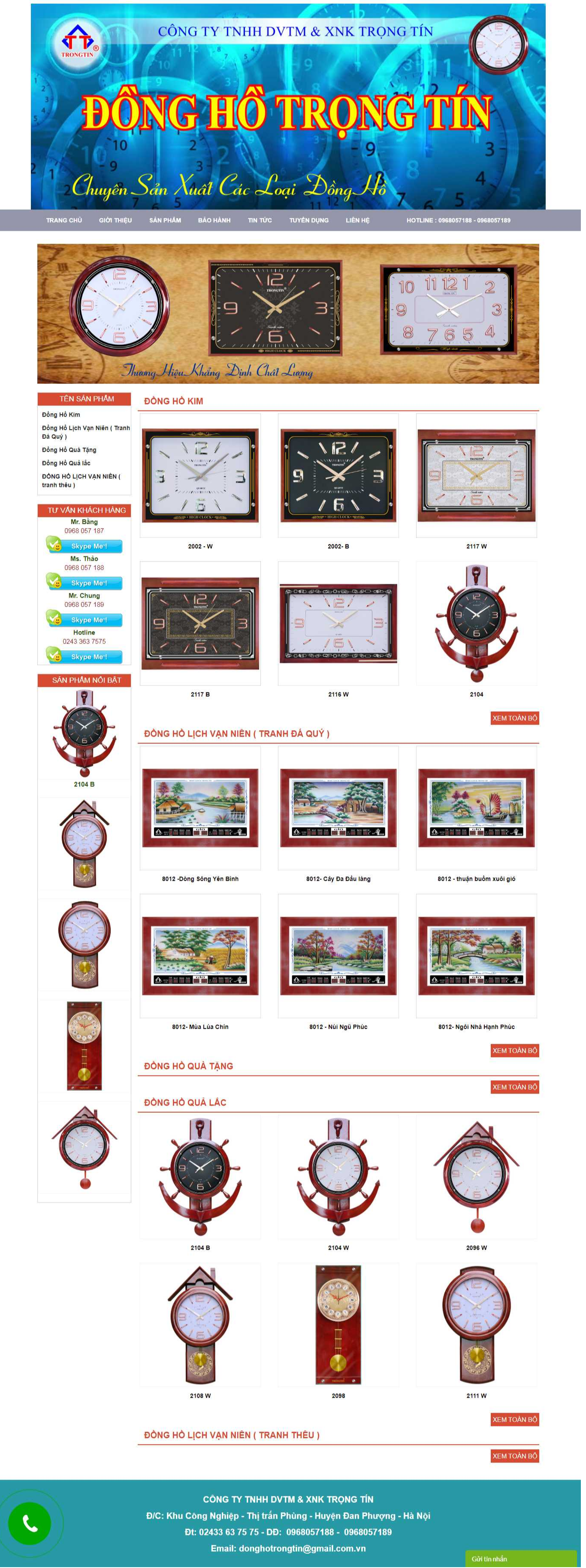 Thiết kế website đồng hồ trọng tín