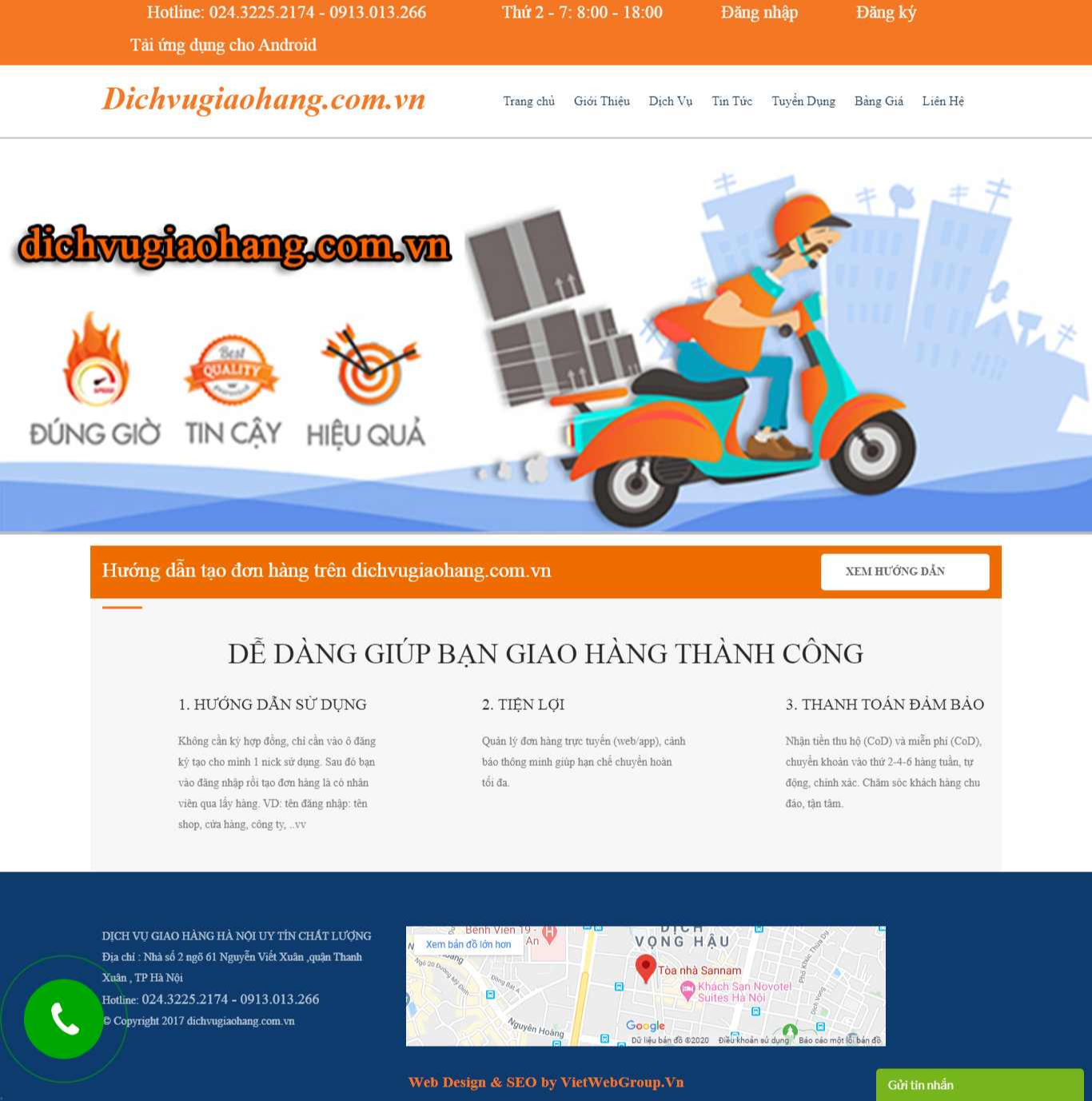 Thiết kế website dịch vụ giao hàng