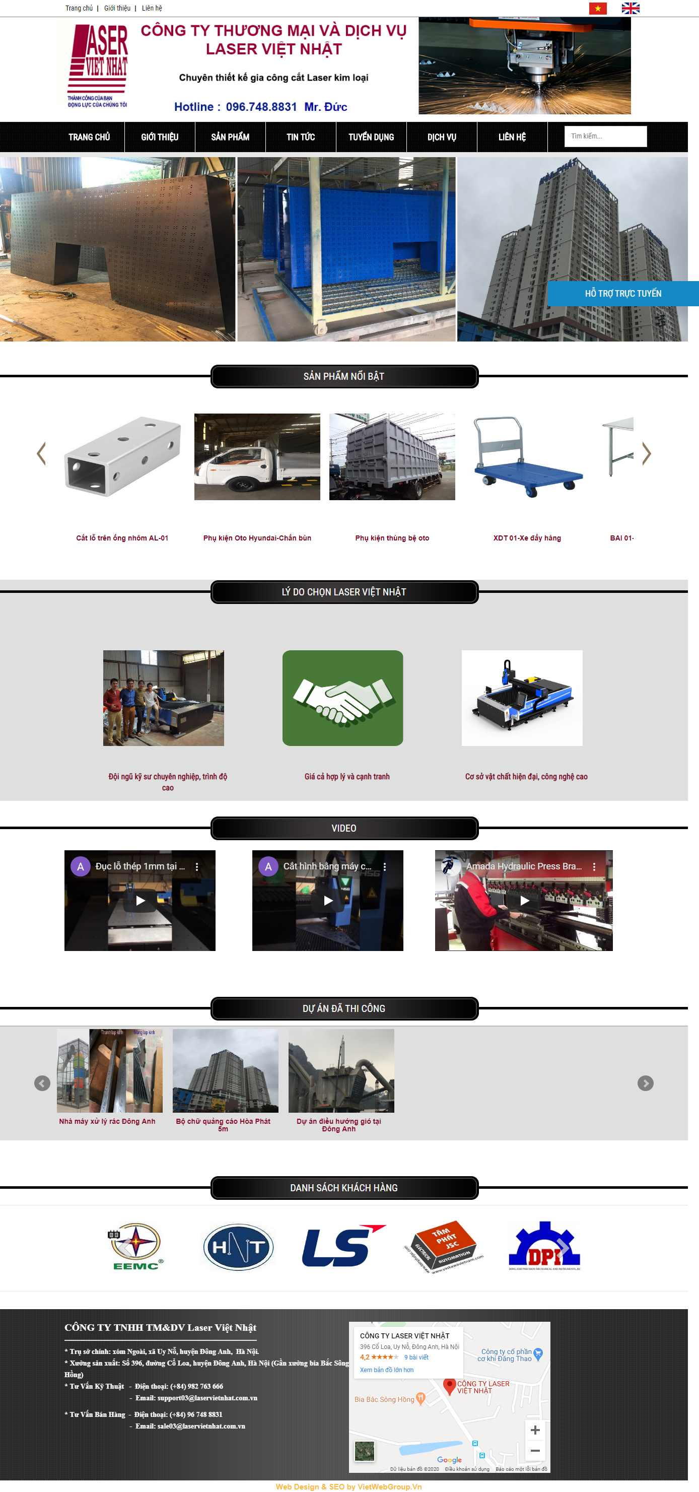 Thiết kế website gia công cơ khí laservietnhat