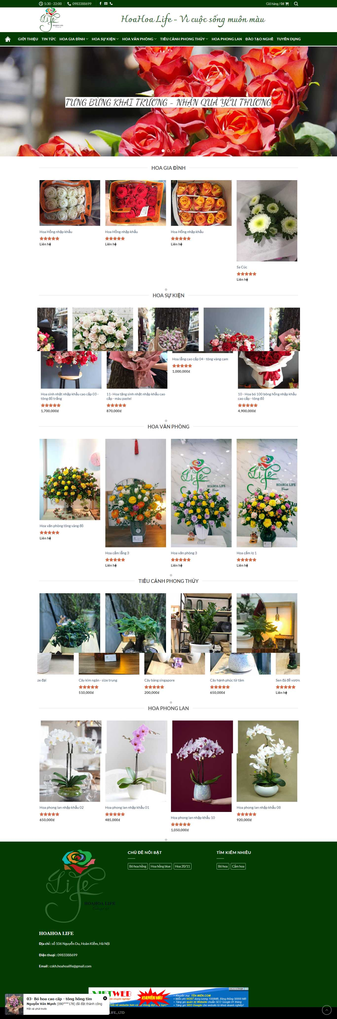 Thiết kế website bán hoa chuyên nghiệp