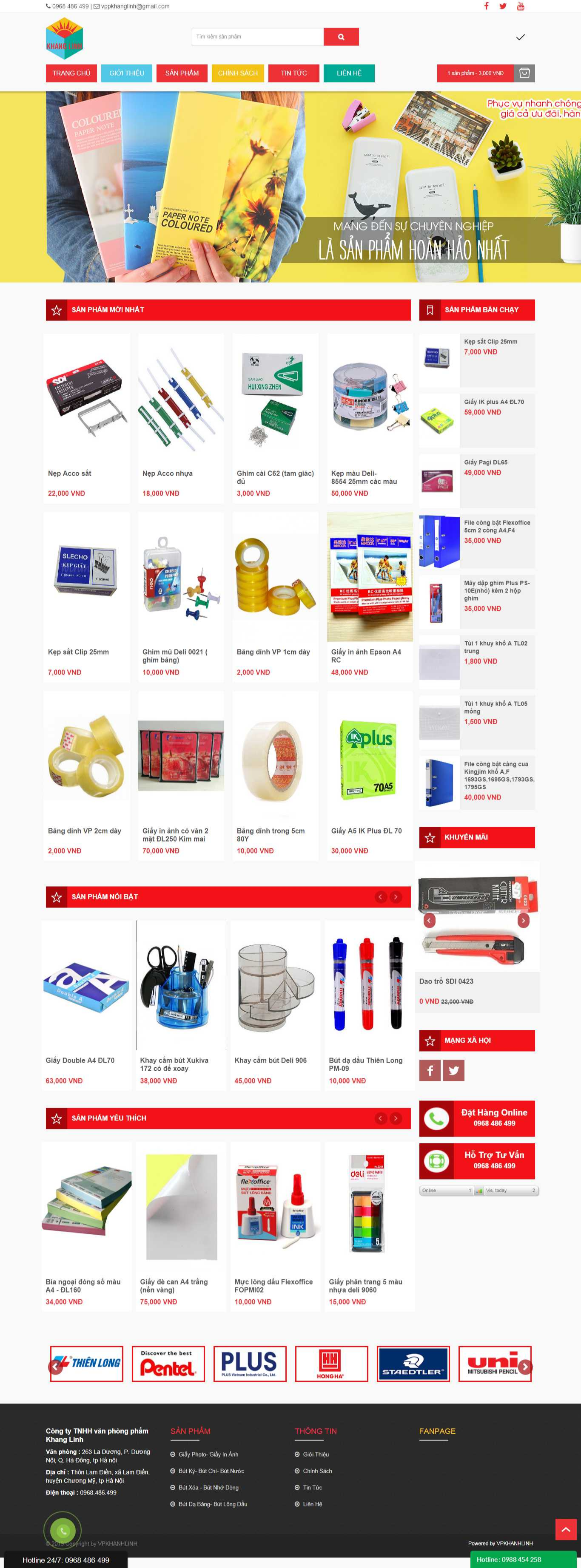 Thiết kế website văn phòng phẩm Khang Linh