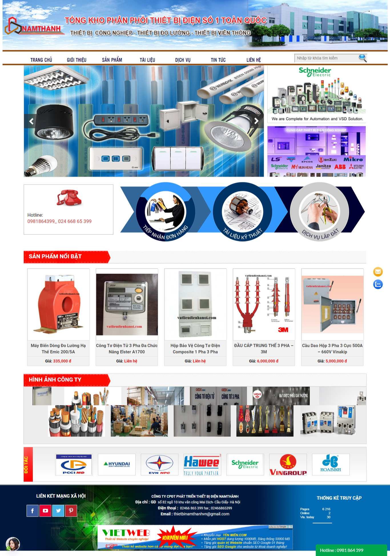 Thiết kế website thiết bị điện Hà Nội