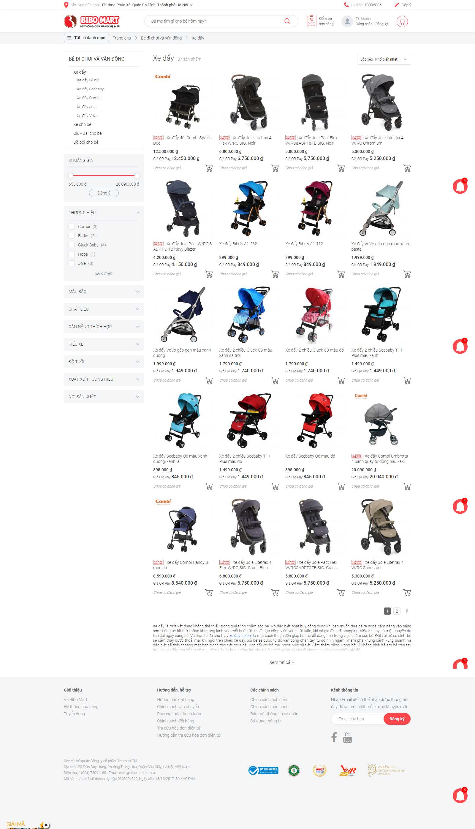 Thiết kế Website xe đẩy cho bé - bibomart.com.vn - VietWebGroup.Vn