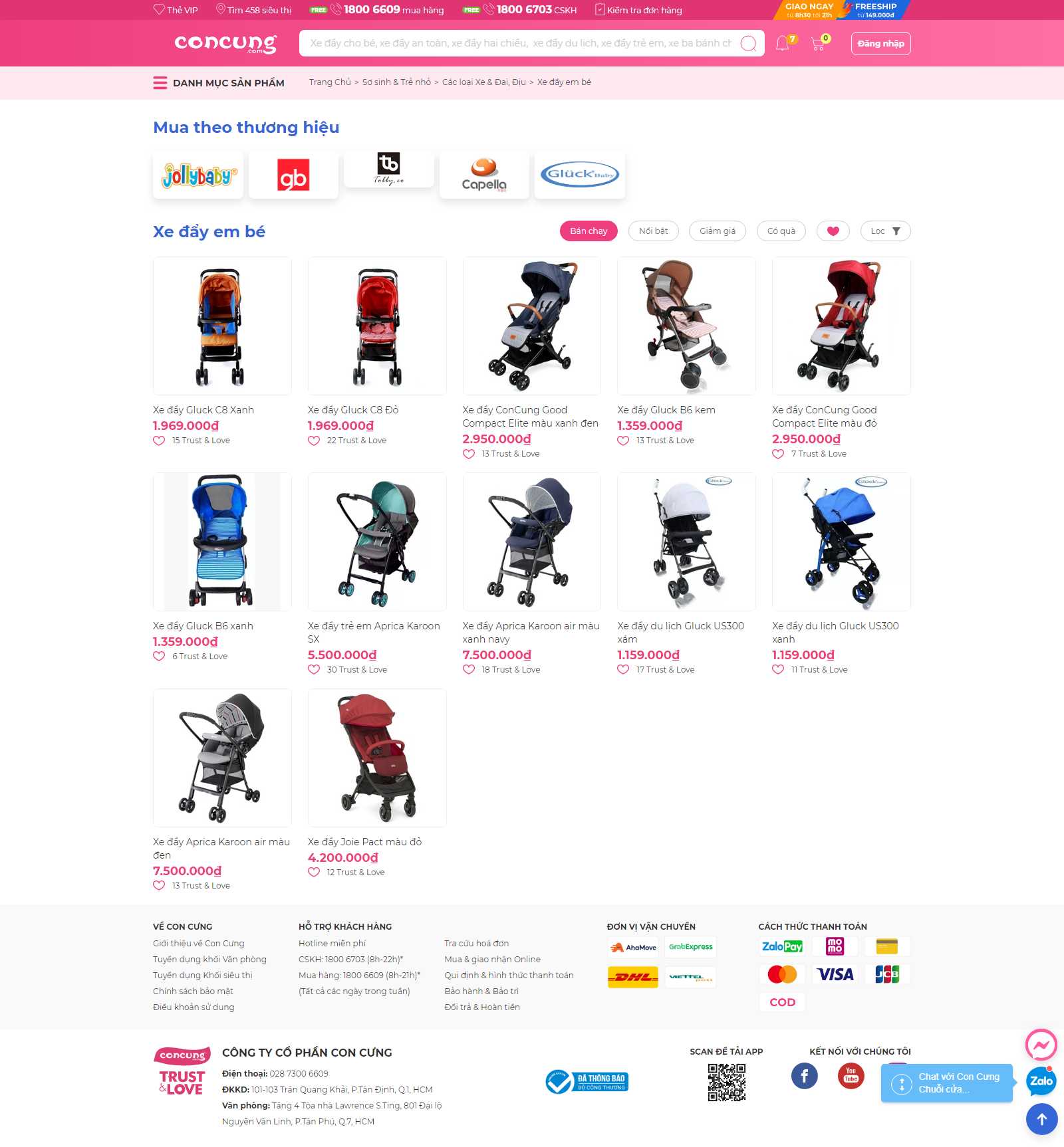 Thiết kế Website xe đẩy cho bé - concung.com - VietWebGroup.Vn