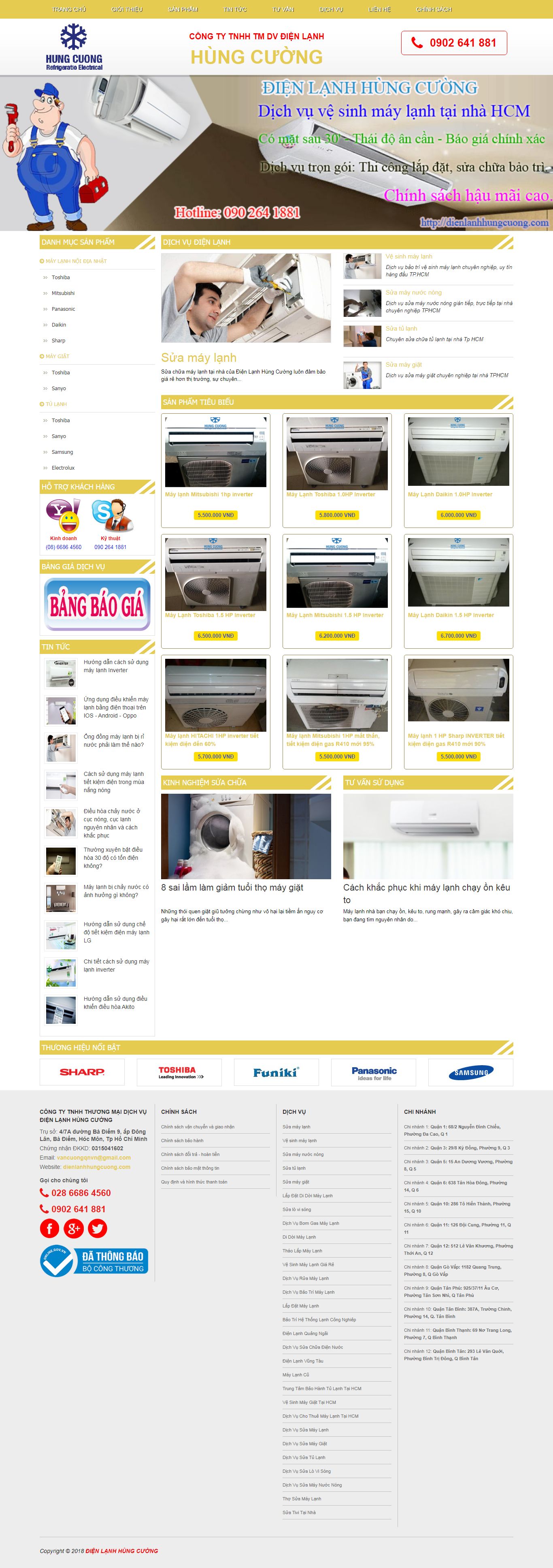 Thiết kế Website điện lạnh - www.dienlanhhungcuong.com - VietWebGroup.Vn