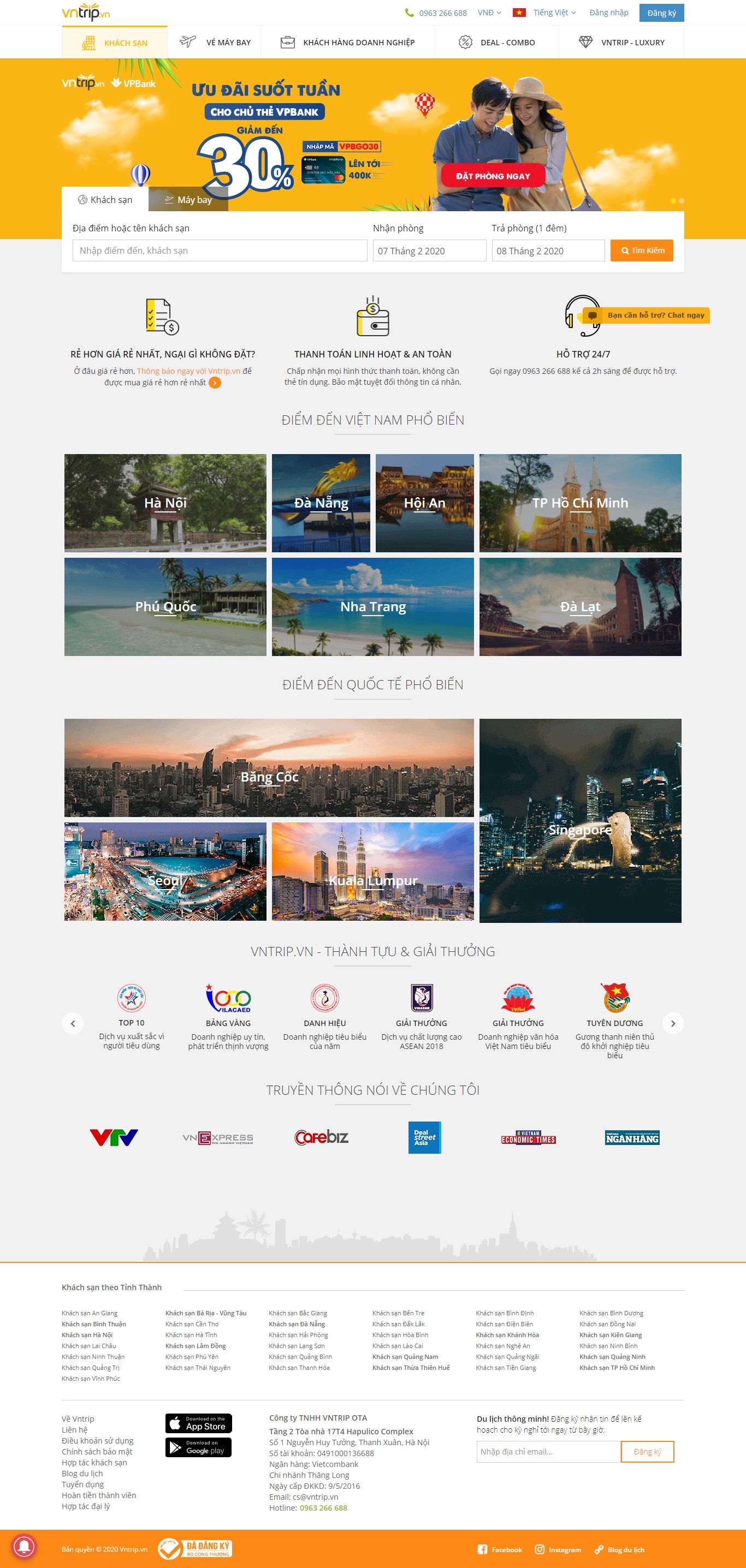 Thiết kế Website Khách sạn - www.vntrip.vn - VietWebGroup.Vn