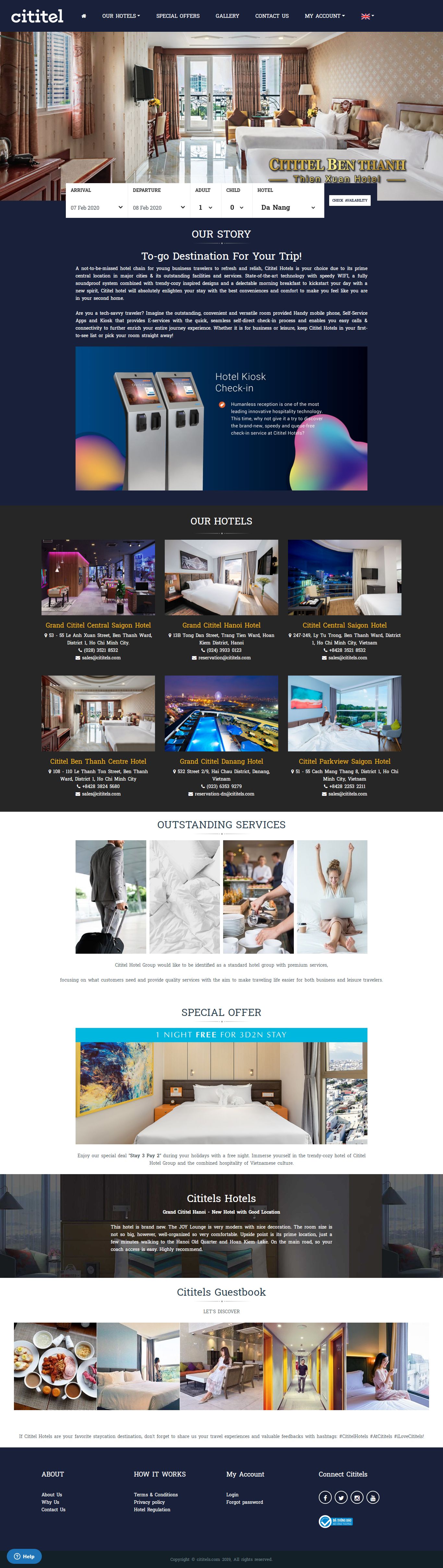 Thiết kế Website Khách sạn - cititels.com - VietWebGroup.Vn