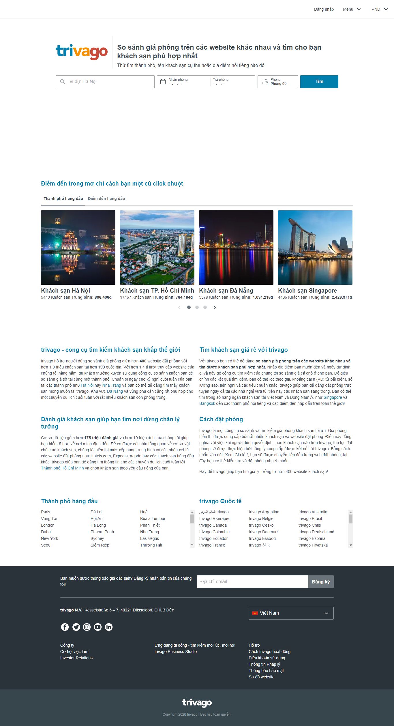 Thiết kế Website Khách sạn - www.trivago.vn - VietWebGroup.Vn
