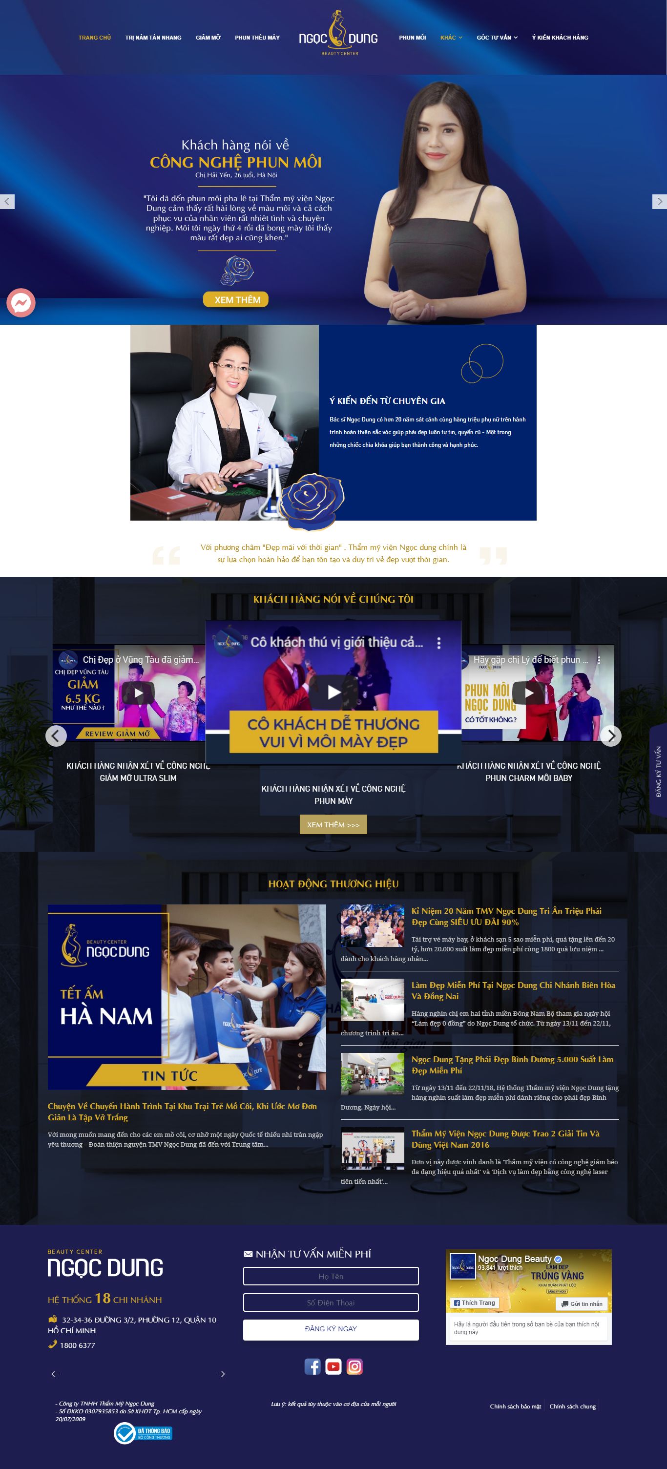 Thiết kế Website thẩm mỹ viện - ngocdung.net - VietWebGroup.Vn