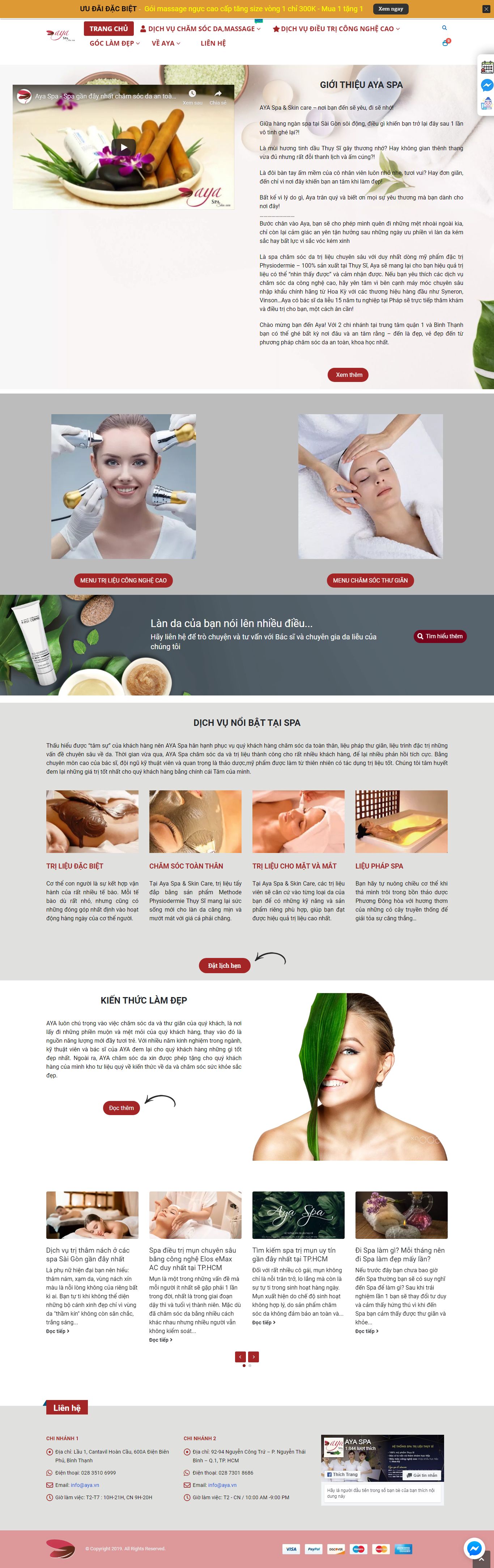 Thiết kế Website spa - aya.vn - VietWebGroup.Vn