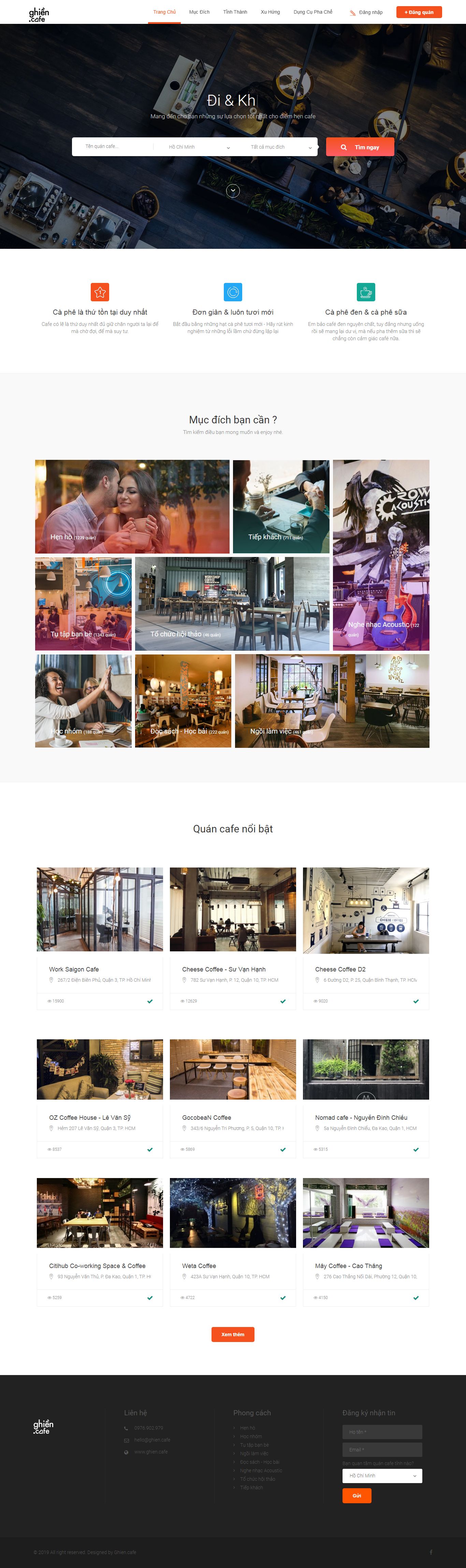 Thiết kế Website coffee - ghien.cafe - VietWebGroup.Vn