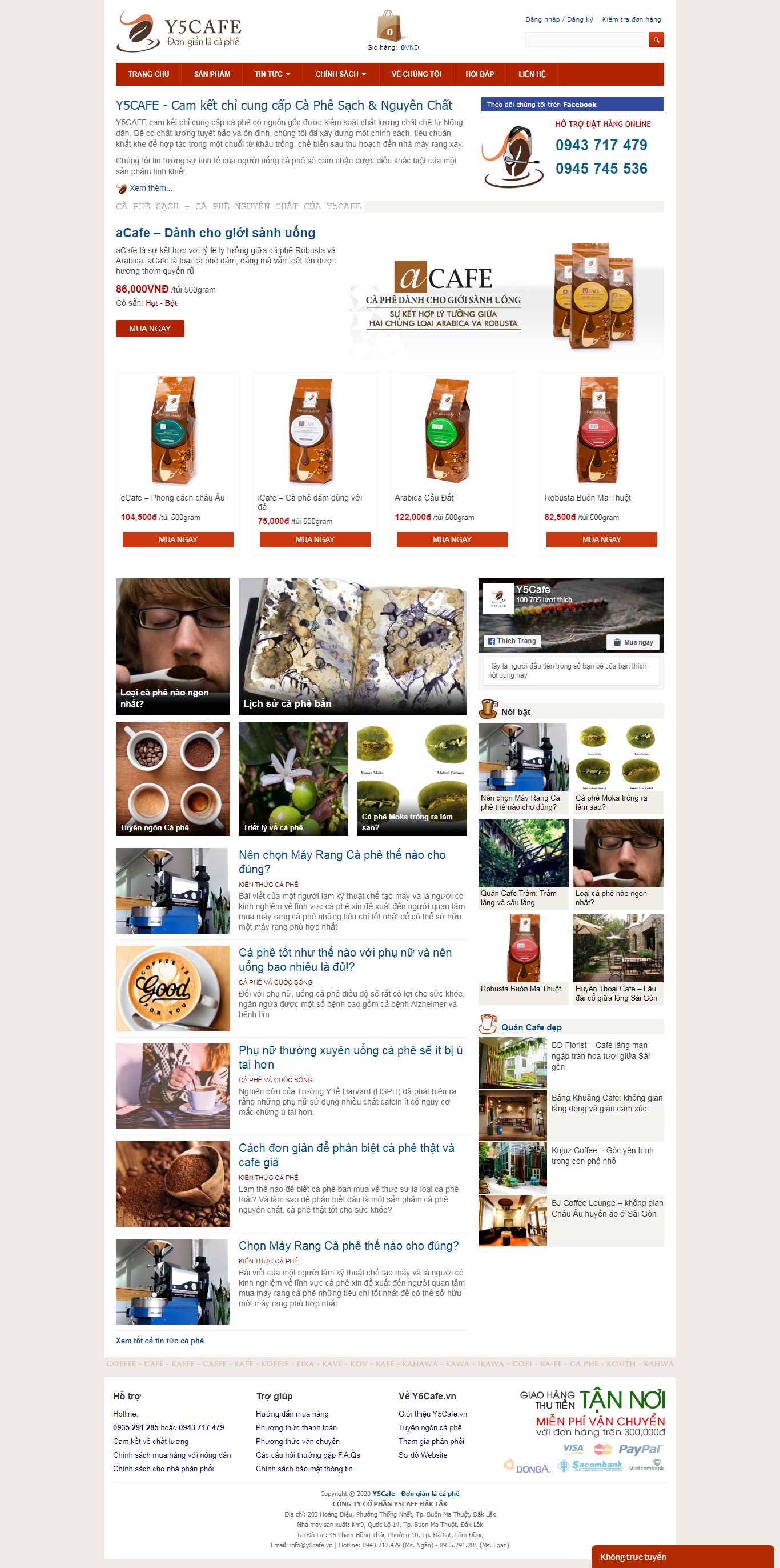 Thiết kế Website coffee - www.y5cafe.vn - VietWebGroup.Vn