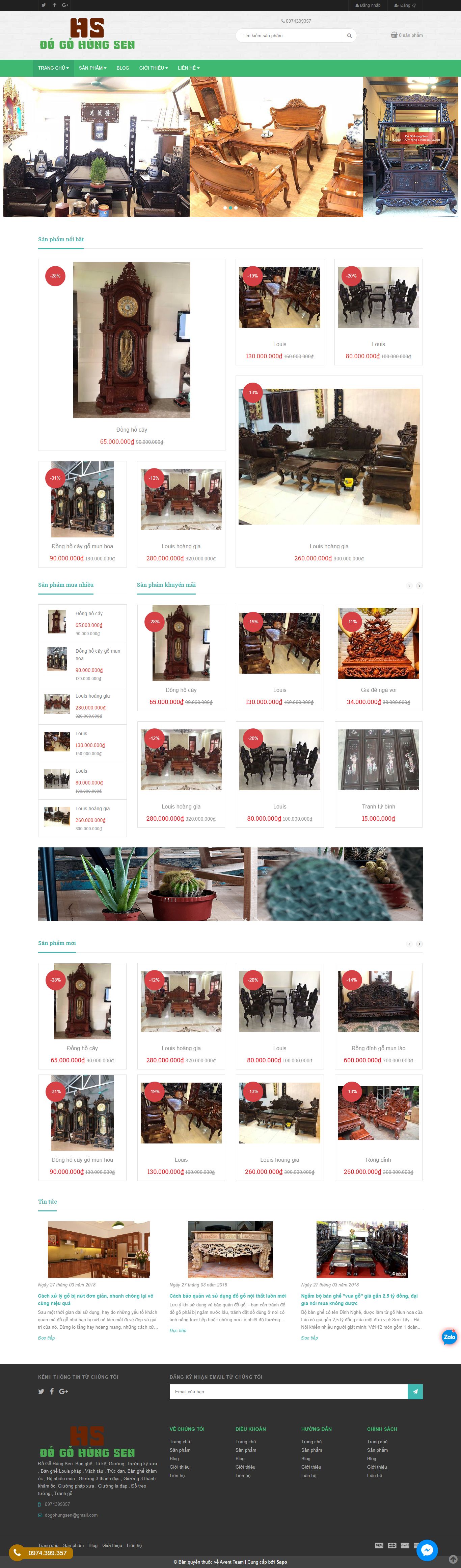 Thiết kế Website đồ gỗ - dogohungsen.com - VietWebGroup.Vn