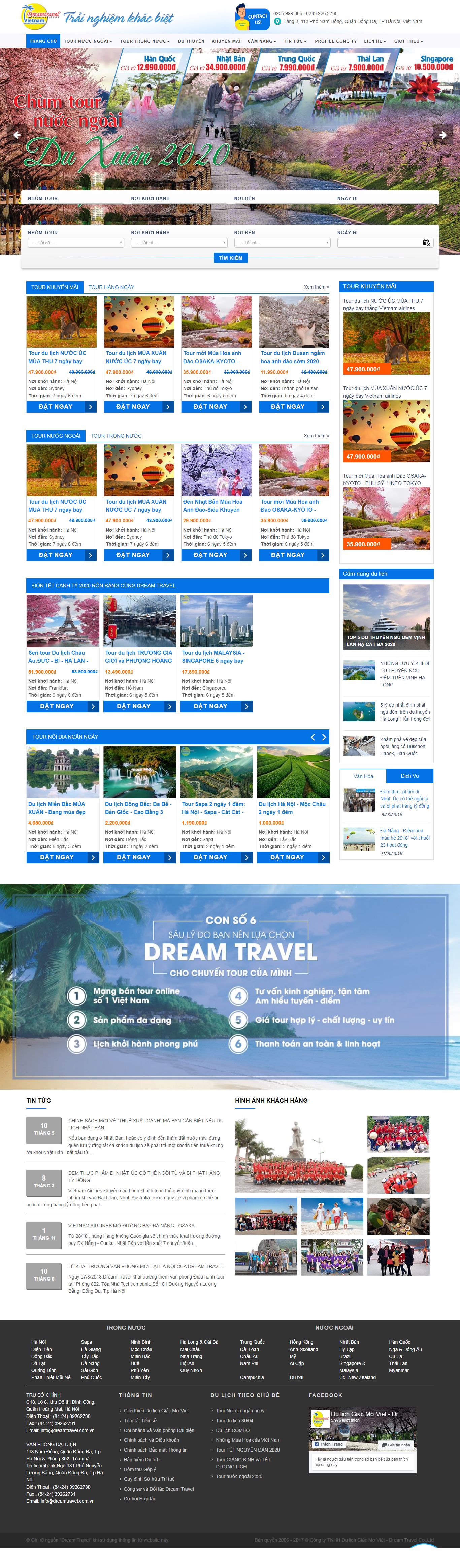 Thiết kế Website du lịch - dreamtravel.com.vn - VietWebGroup.Vn