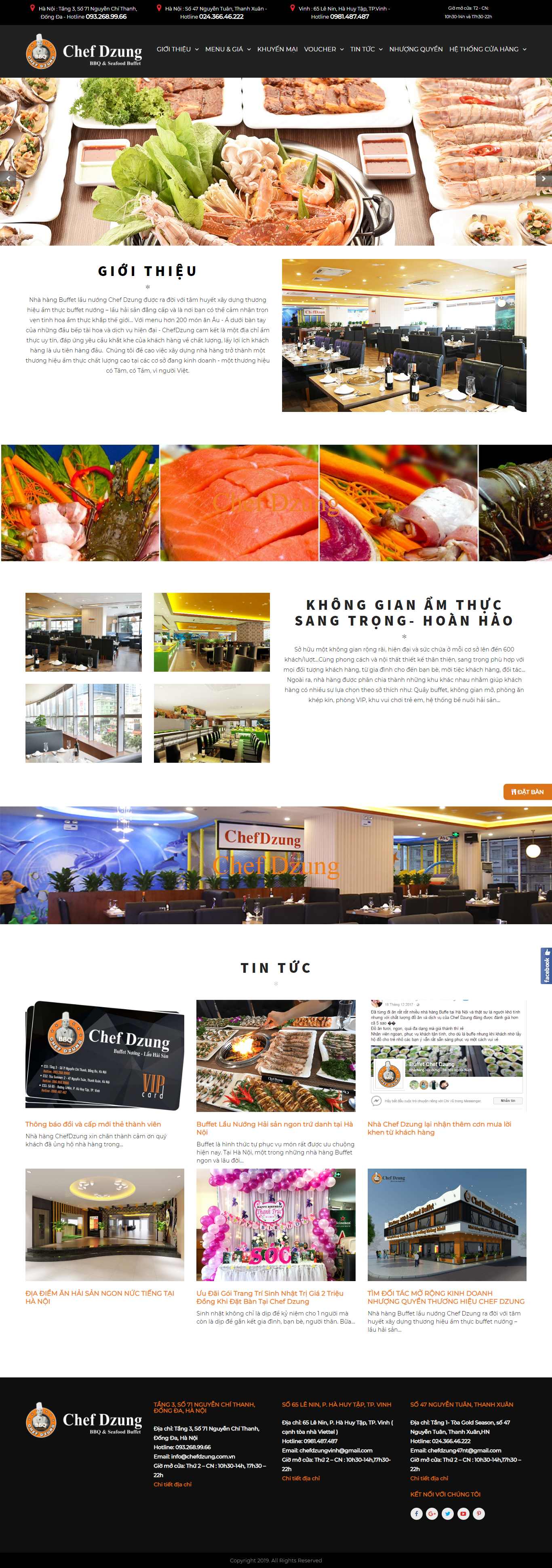 Thiết kế Website đặt tiệc buffet - chefdzung.com.vn - VietWebGroup.Vn