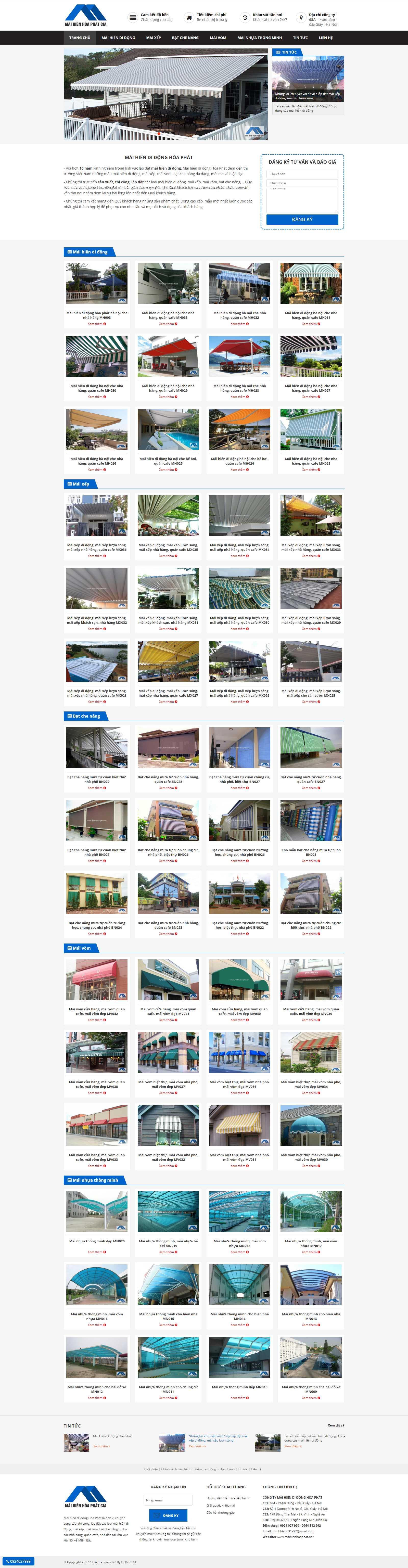 Thiết kế Website mái che di động - maihienhoaphat.net - VietWebGroup.Vn