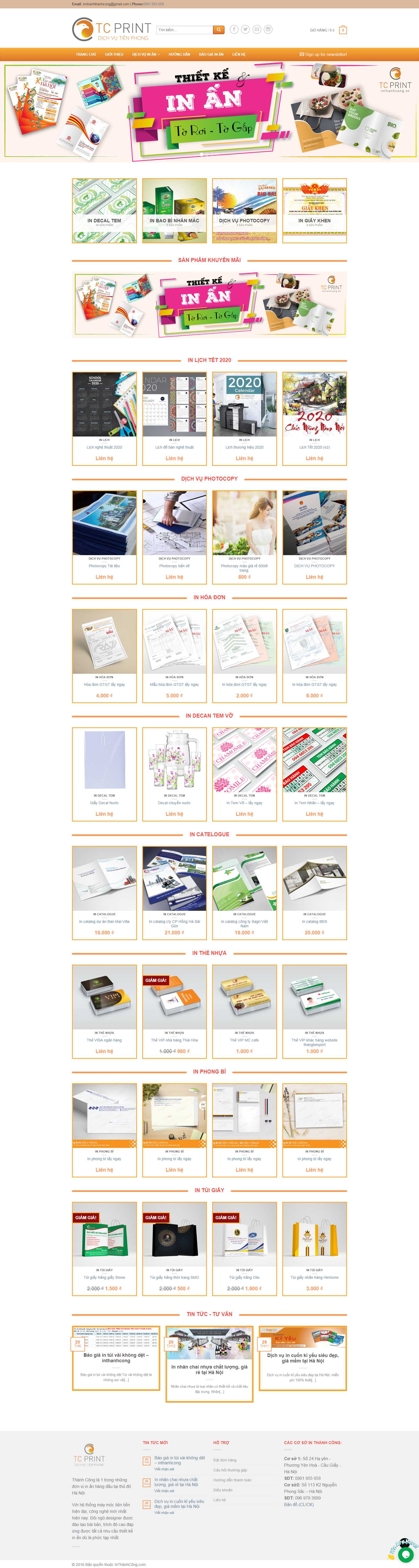 Thiết kế Website in ấn - inthanhcong.vn - VietWebGroup.Vn