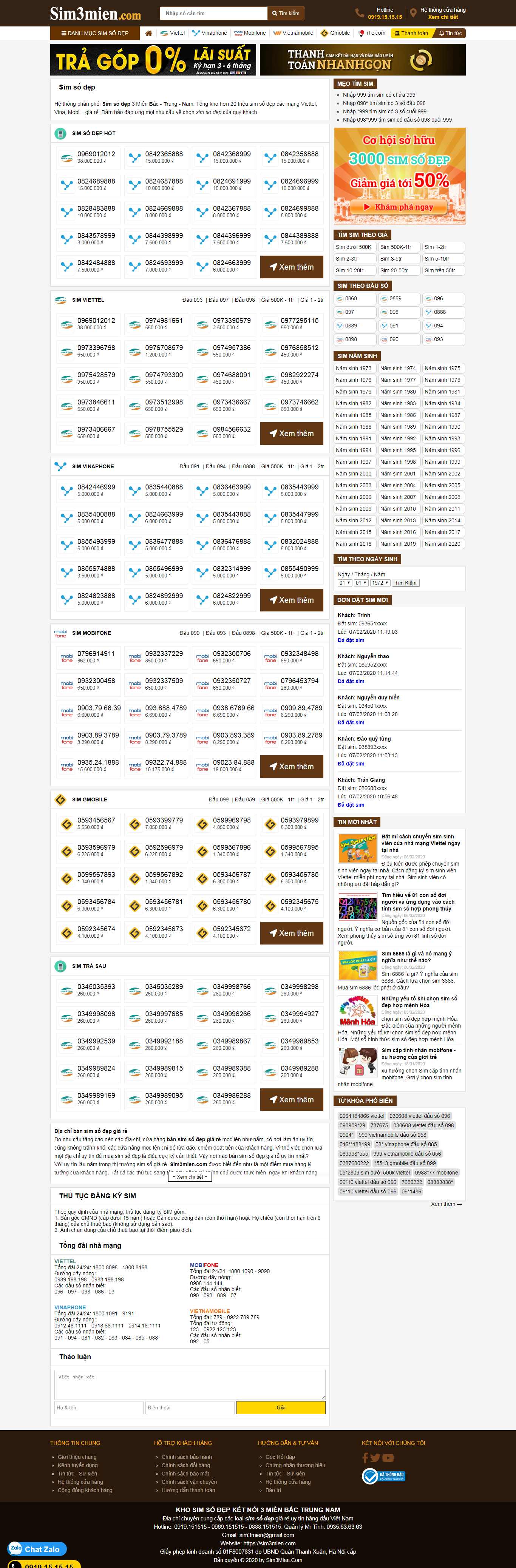 Thiết kế Website sim số - sim3mien.com - VietWebGroup.Vn