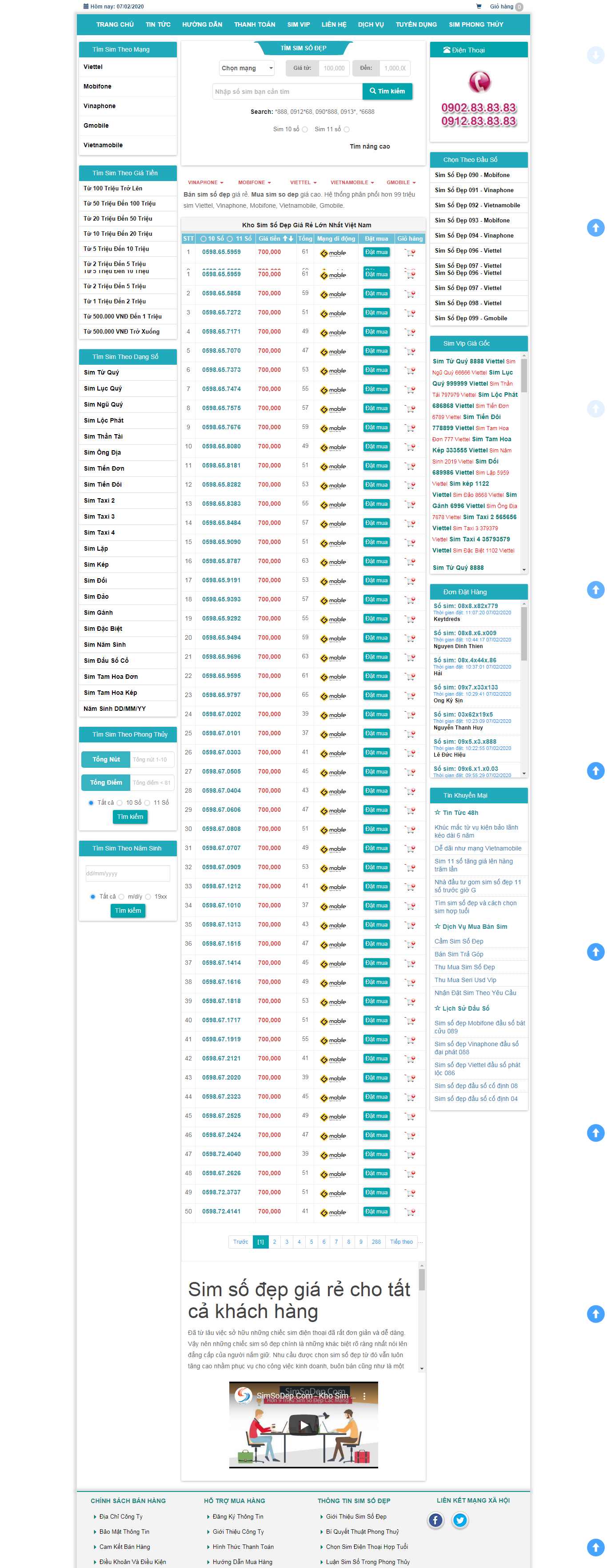 Thiết kế Website sim số - simsodep.com - VietWebGroup.Vn