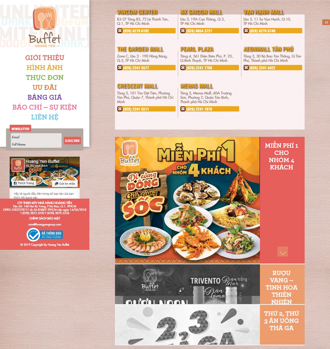 Thiết kế Website nhà hàng - hoangyenbuffet.com - VietWebGroup.Vn