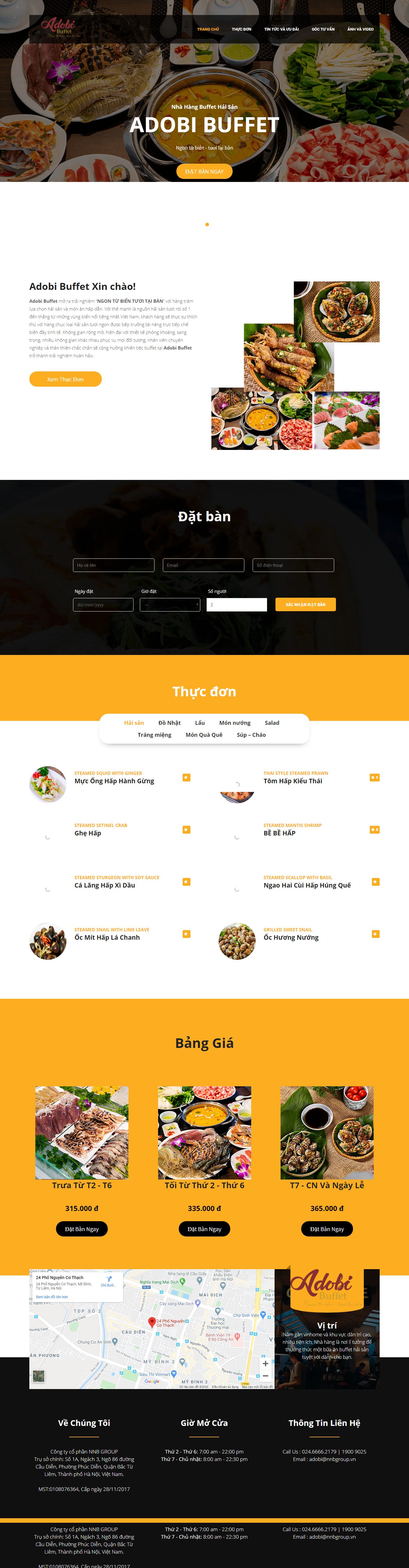 Thiết kế Website nhà hàng - adobibuffet.vn - VietWebGroup.Vn
