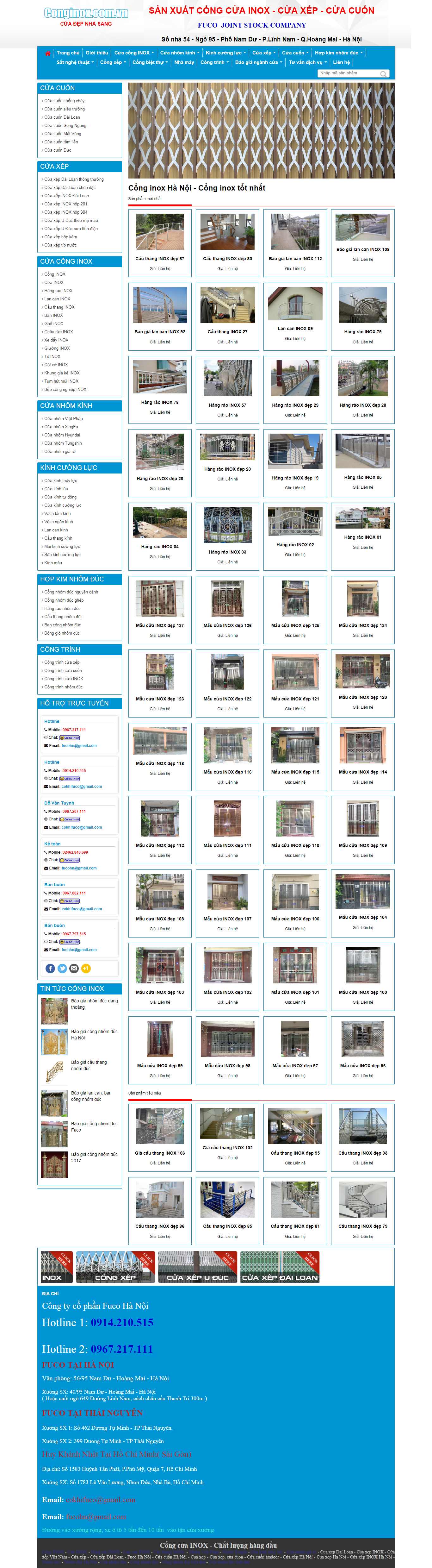 Thiết kế Website nhôm kính - conginox.com.vn - VietWebGroup.Vn