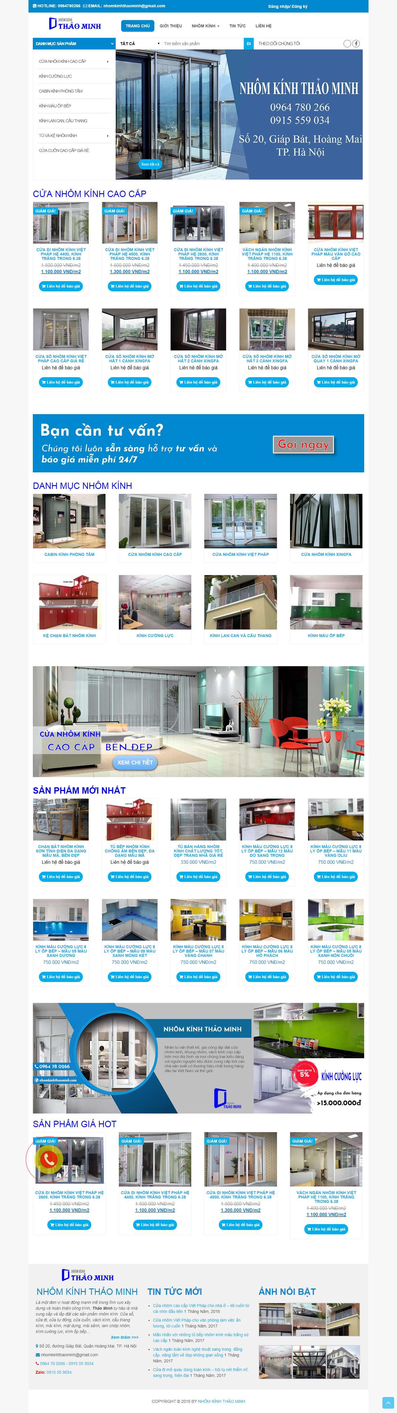 Thiết kế Website nhôm kính - nhomkinhthaominh.com - VietWebGroup.Vn