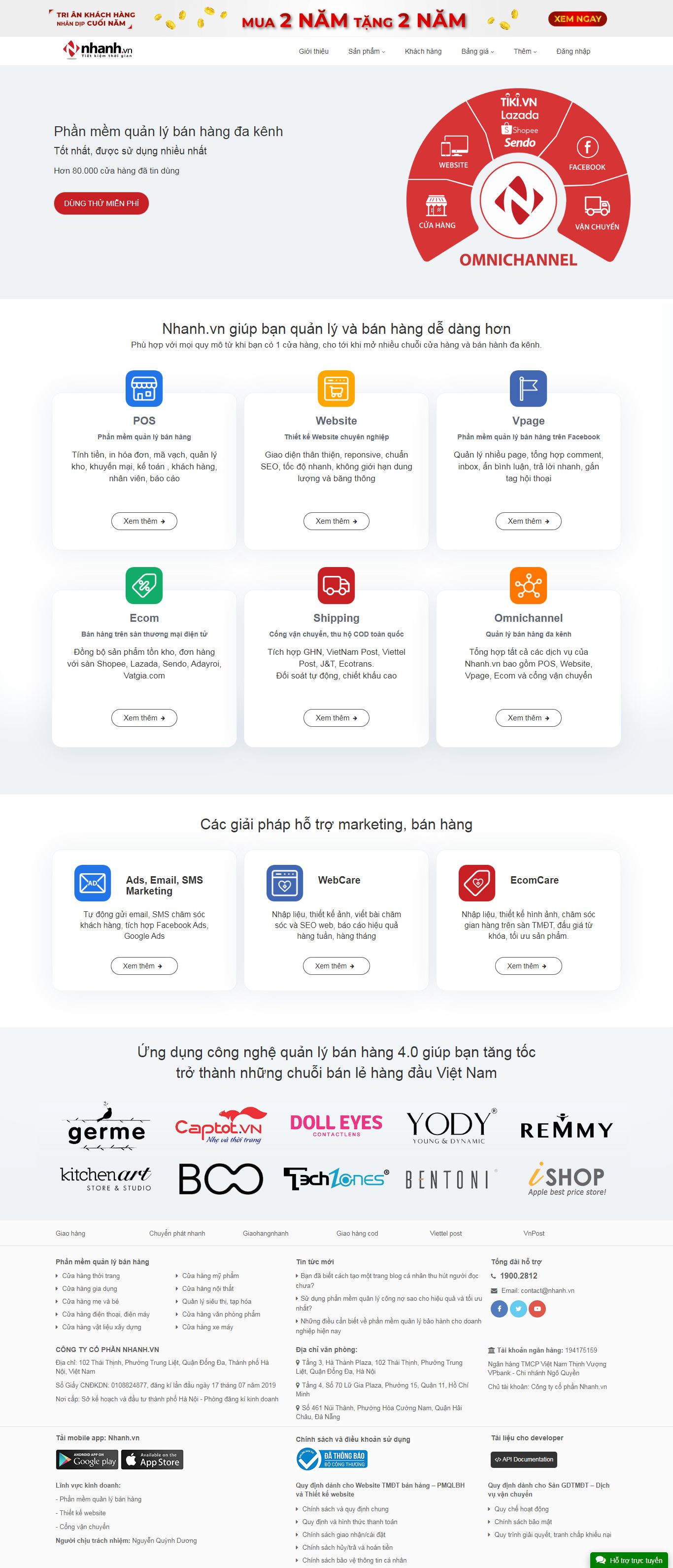 Thiết kế Website vận chuyển - nhanh.vn - VietWebGroup.Vn