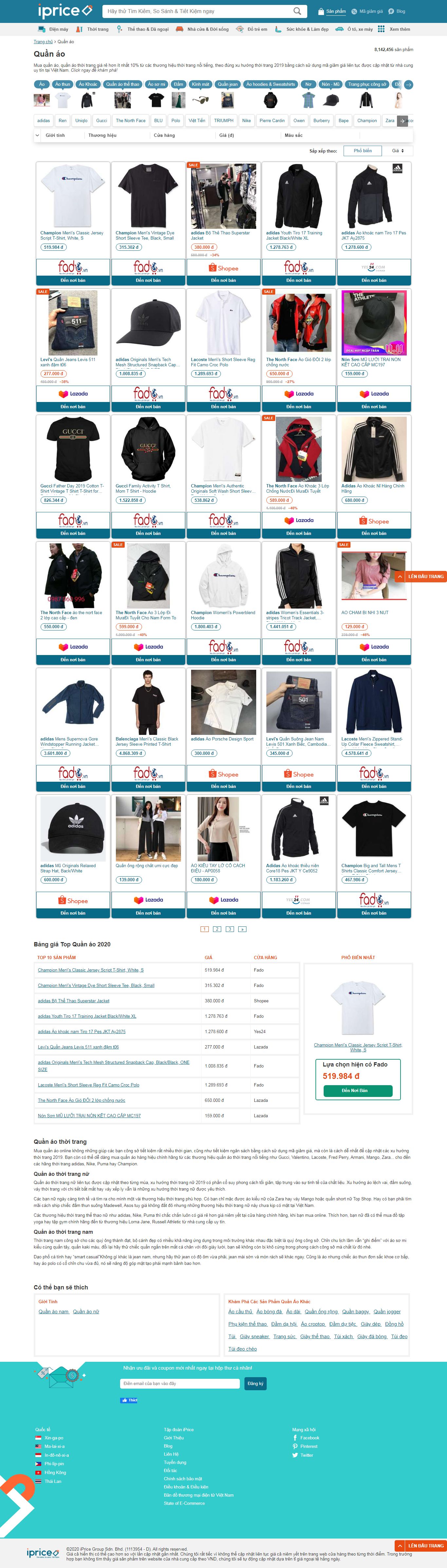Thiết kế Website quần áo - iprice.vn - VietWebGroup.Vn