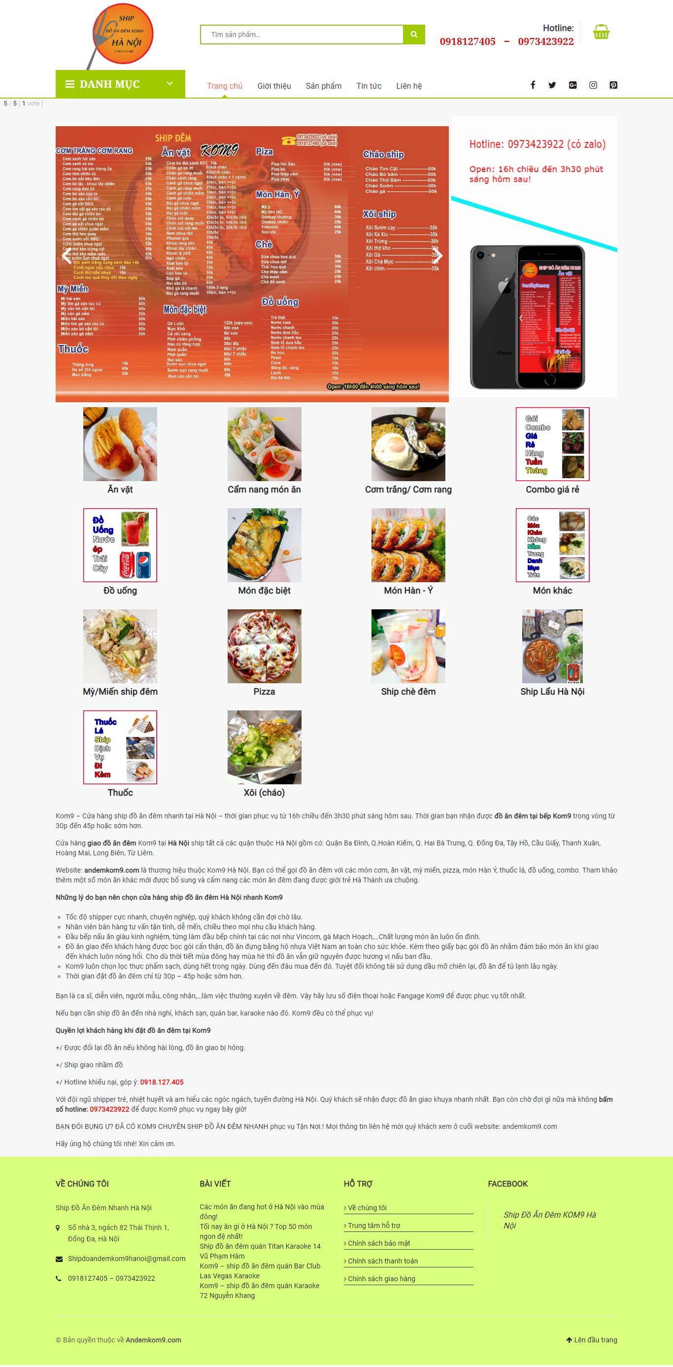 Thiết kế Website ship hàng - andemkom9.com - VietWebGroup.Vn