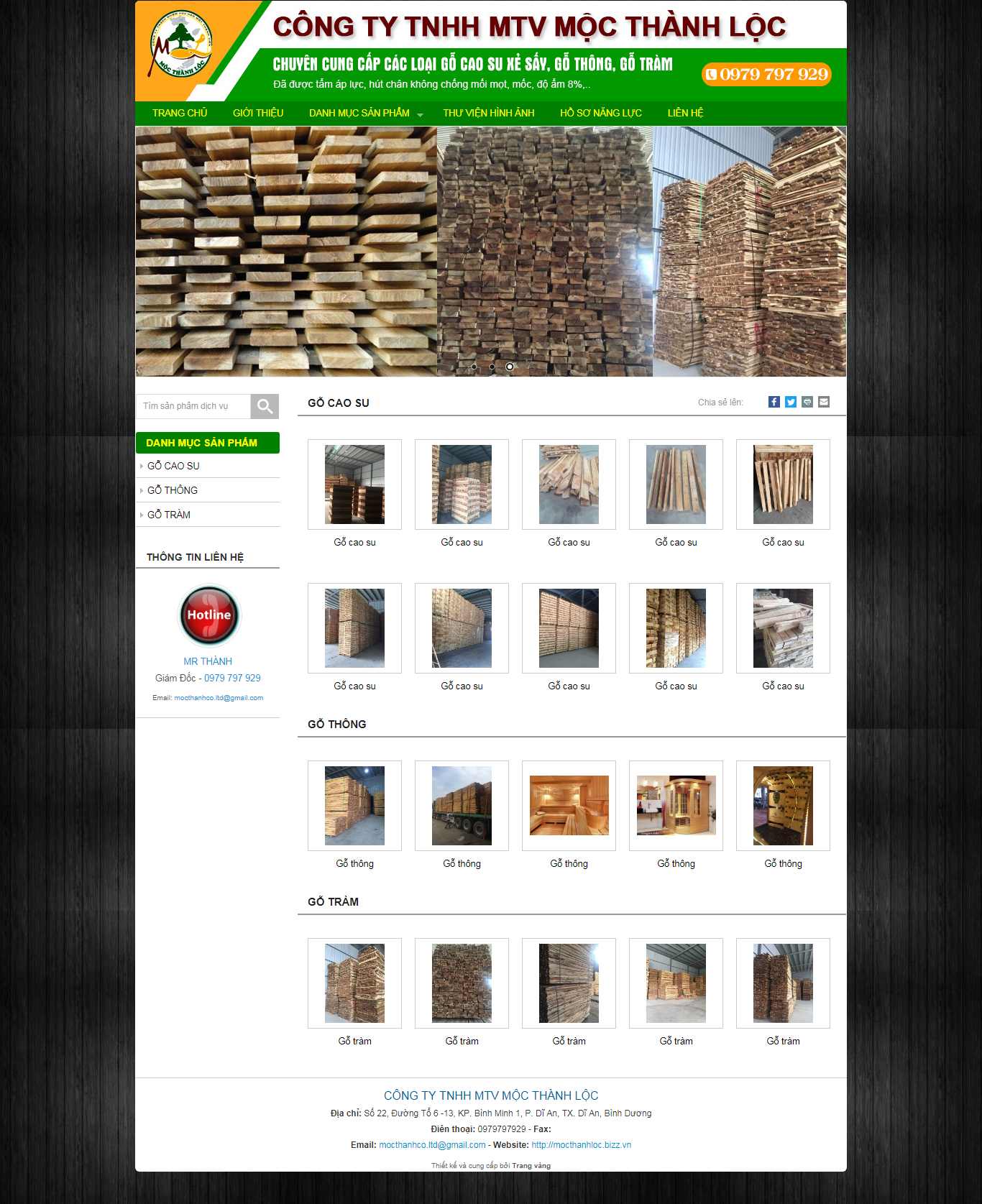 Thiết kế Website xưởng gỗ - mocthanhloc.bizz.vn - VietWebGroup.Vn