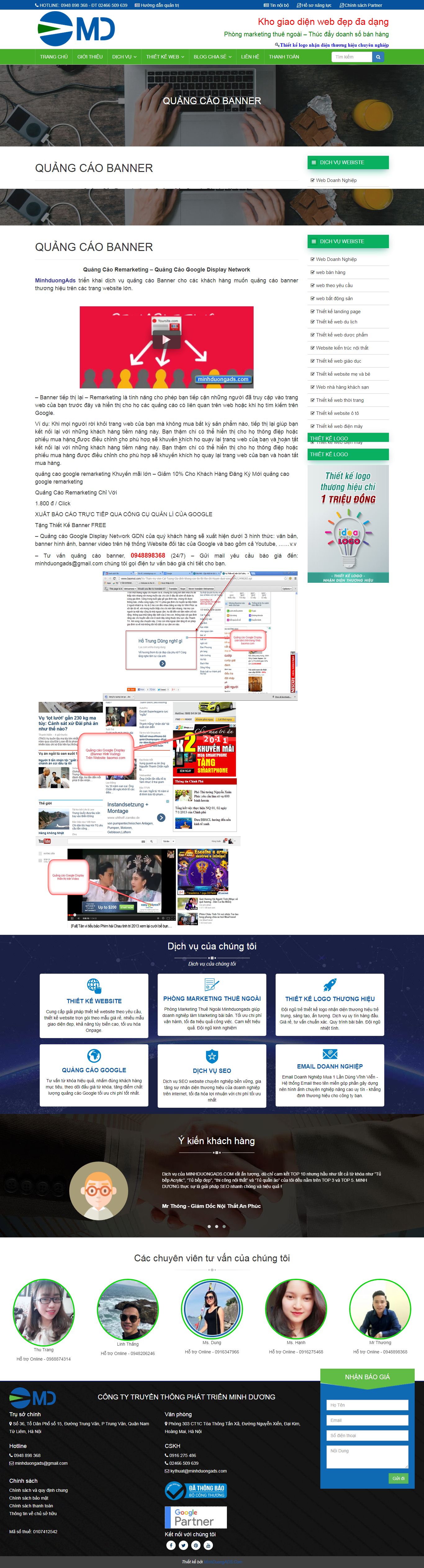 Thiết kế Website quảng cáo banner - minhduongads.com - VietWebGroup.Vn