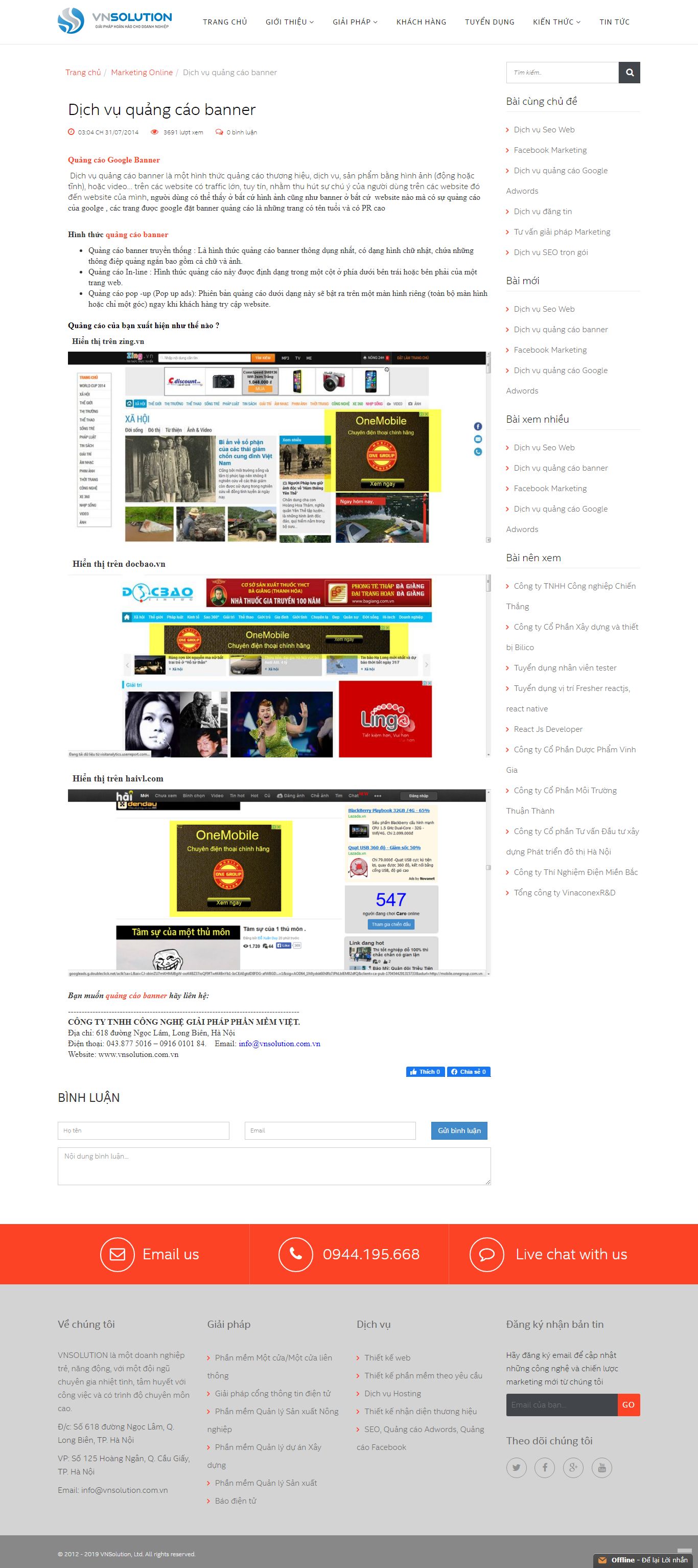 Thiết kế Website quảng cáo banner - vnsolution.com.vn - VietWebGroup.Vn