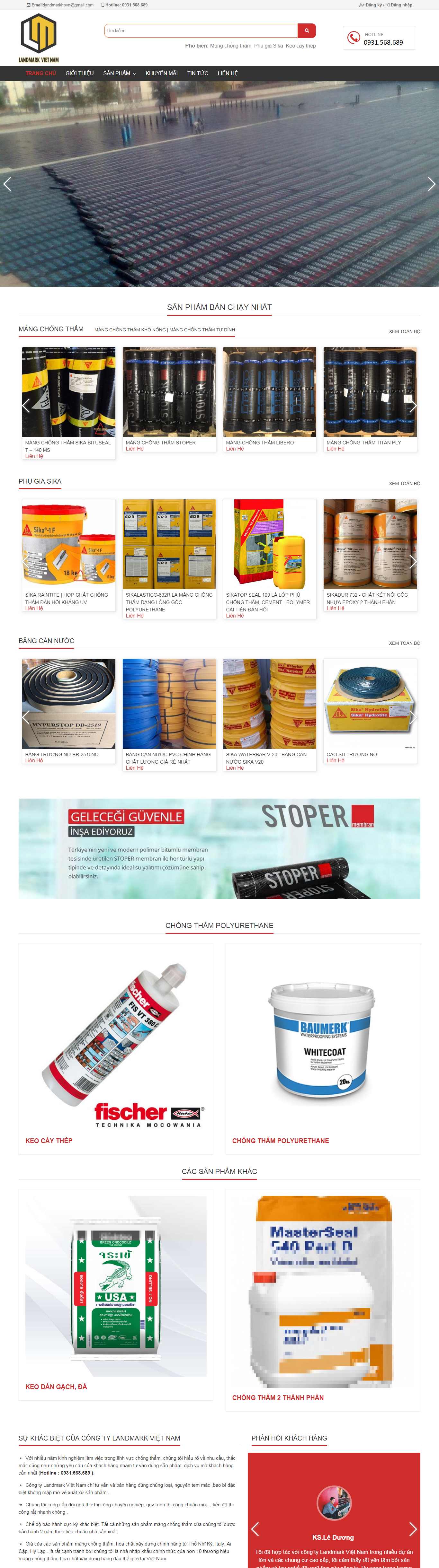 Thiết kế Website chống thấm - www.landmarkvietnam.com.vn - VietWebGroup.Vn