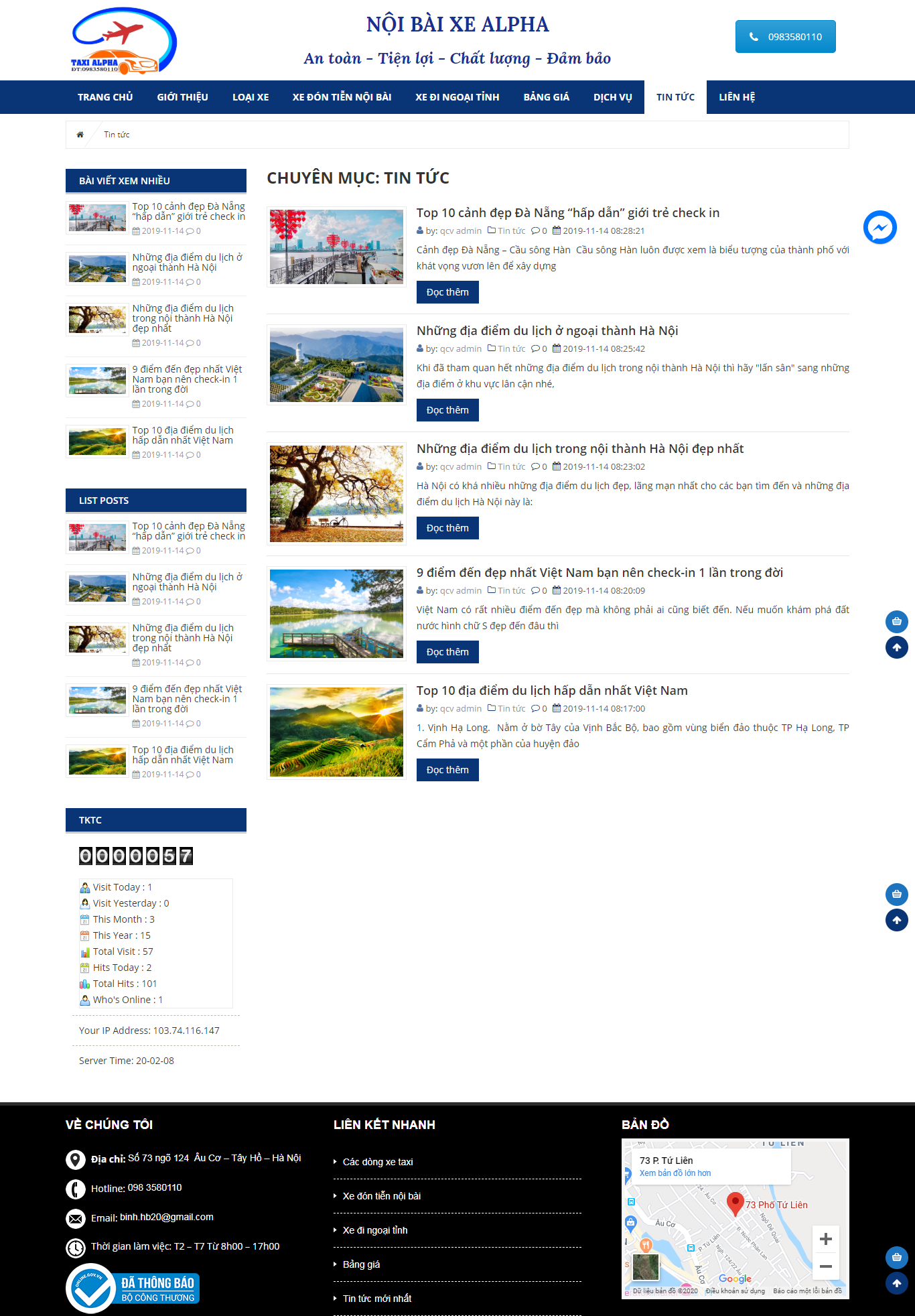 Thiết kế Website hãng taxi - xenoibaialpha.com - VietWebGroup.Vn