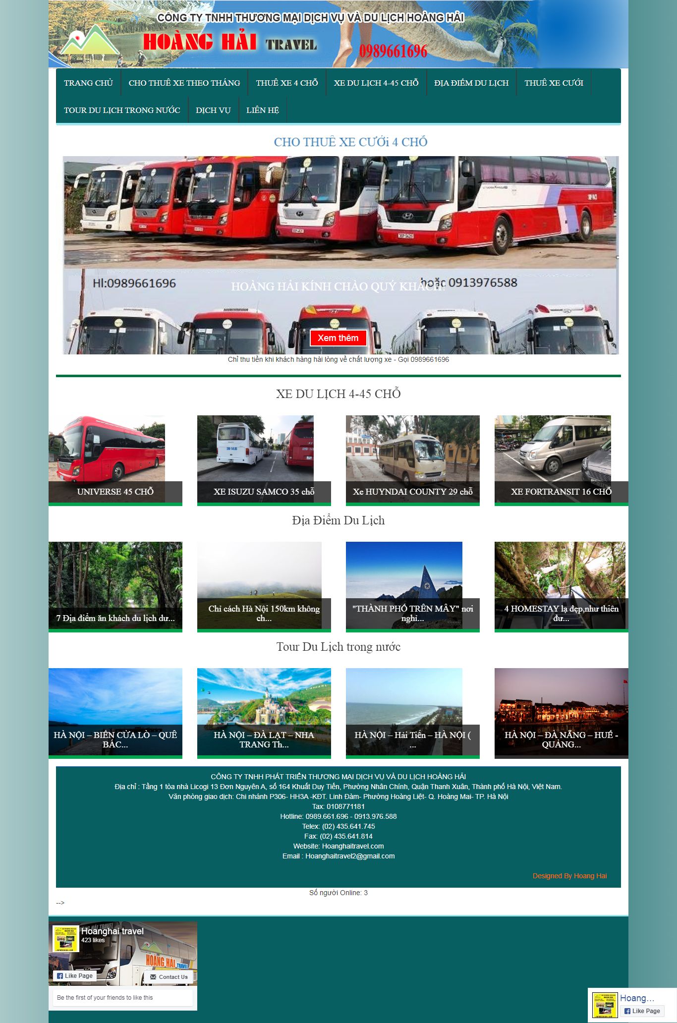 Thiết kế Website cho thuê xe - hoanghaitravel.com - VietWebGroup.Vn