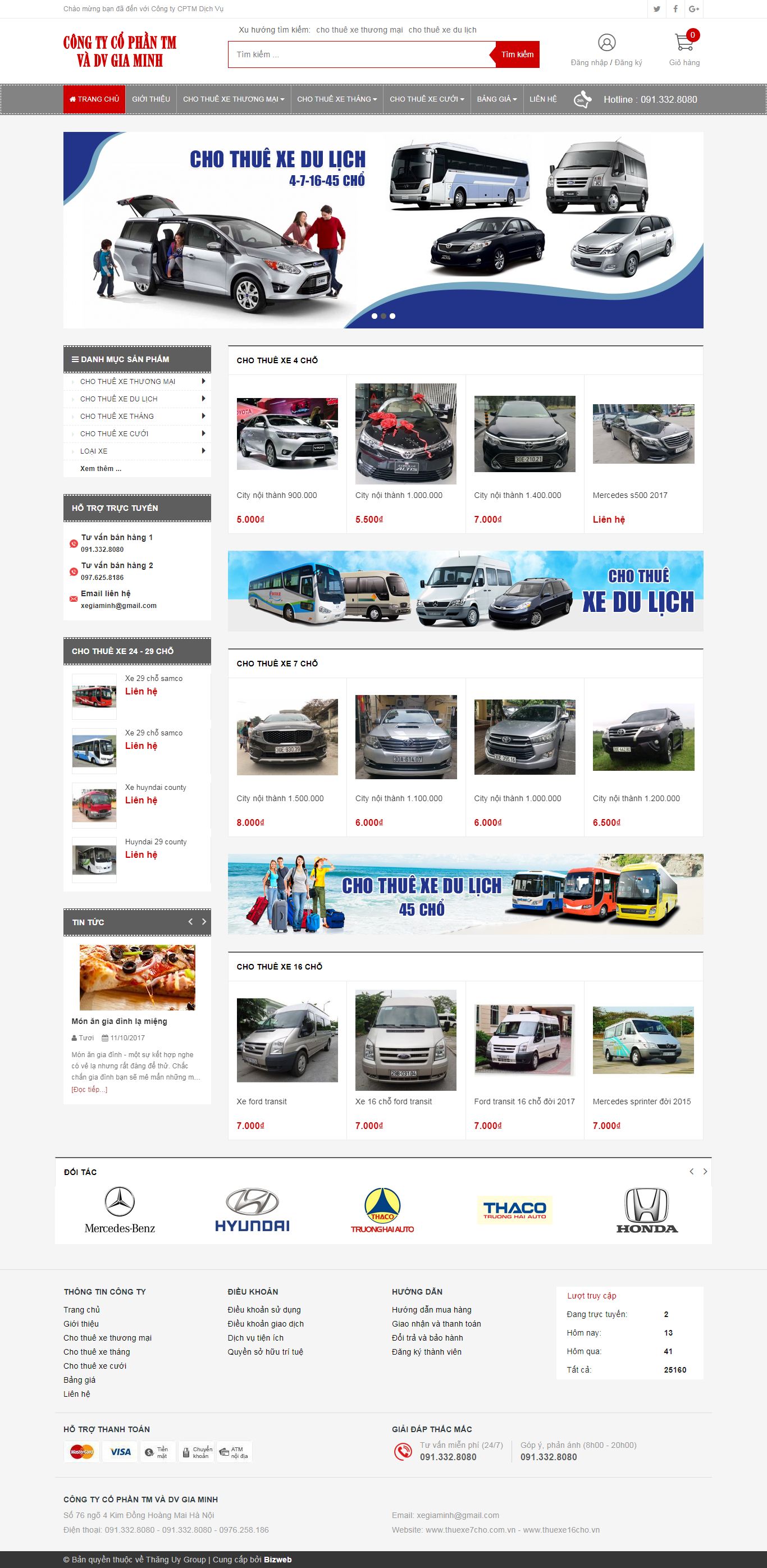 Thiết kế Website cho thuê xe - chothuexe7cho.vn - VietWebGroup.Vn