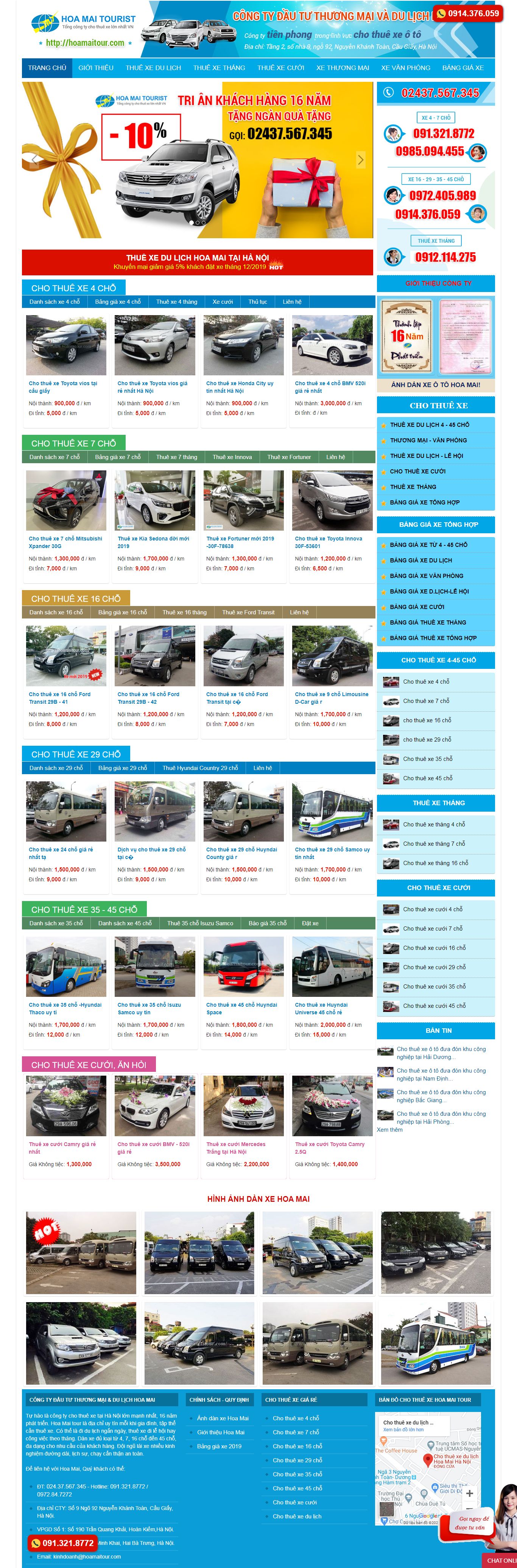 Thiết kế Website cho thuê xe - hoamaitour.com - VietWebGroup.Vn