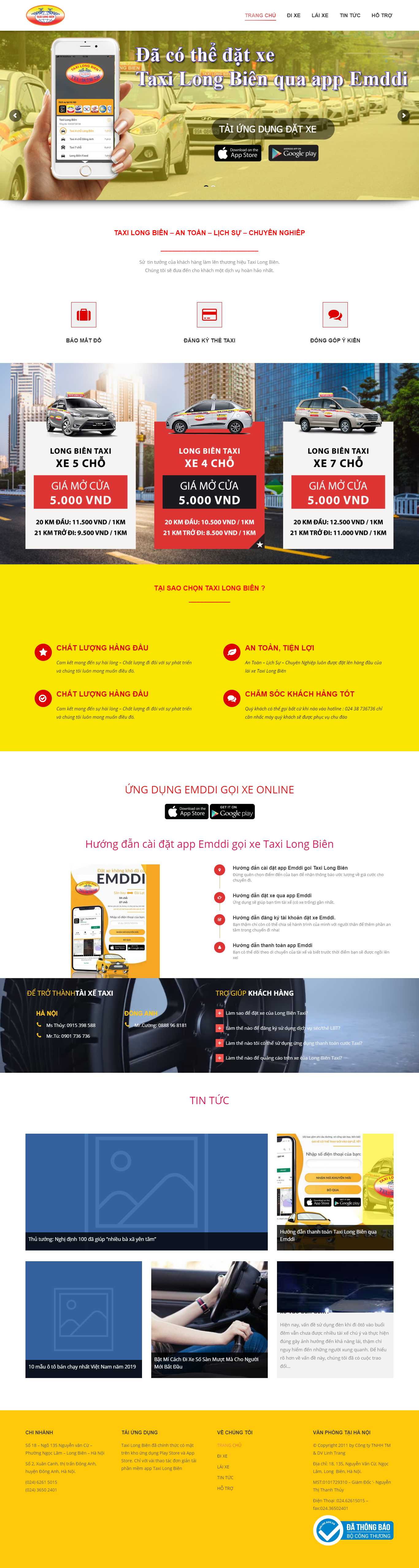 Thiết kế Website hãng taxi - longbientaxi.com.vn - VietWebGroup.Vn