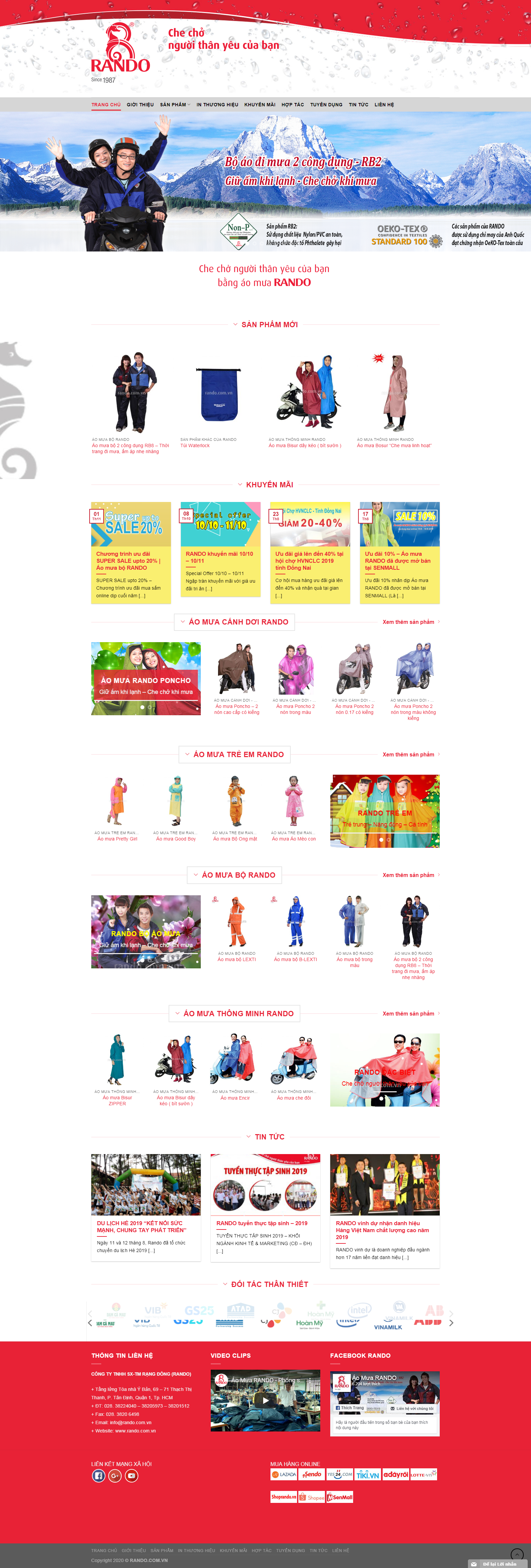 Thiết kế Website áo mưa - rando.com.vn - VietWebGroup.Vn