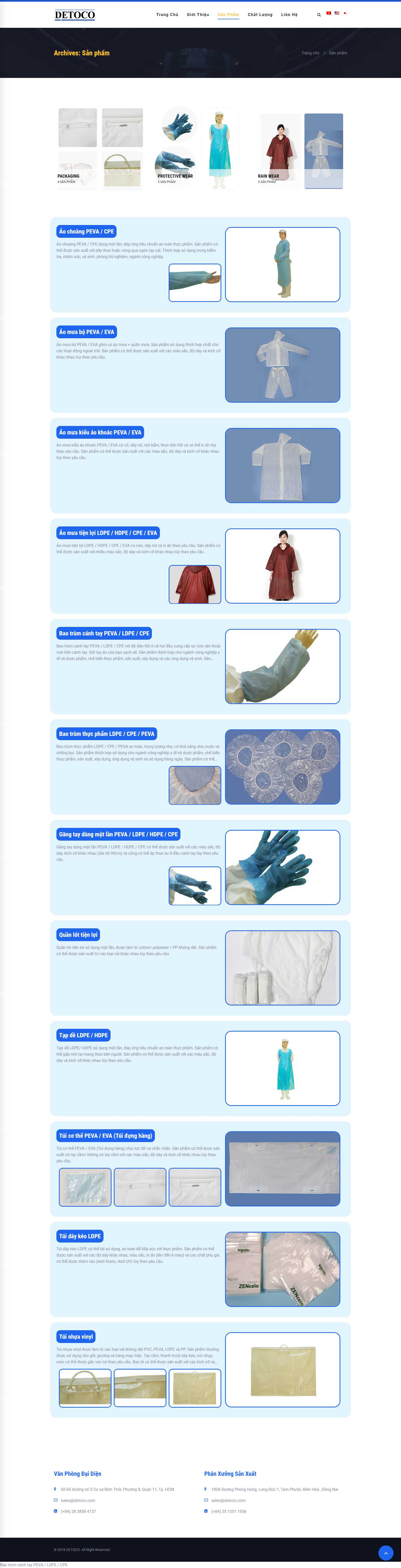 Thiết kế Website áo mưa - detoco.com - VietWebGroup.Vn