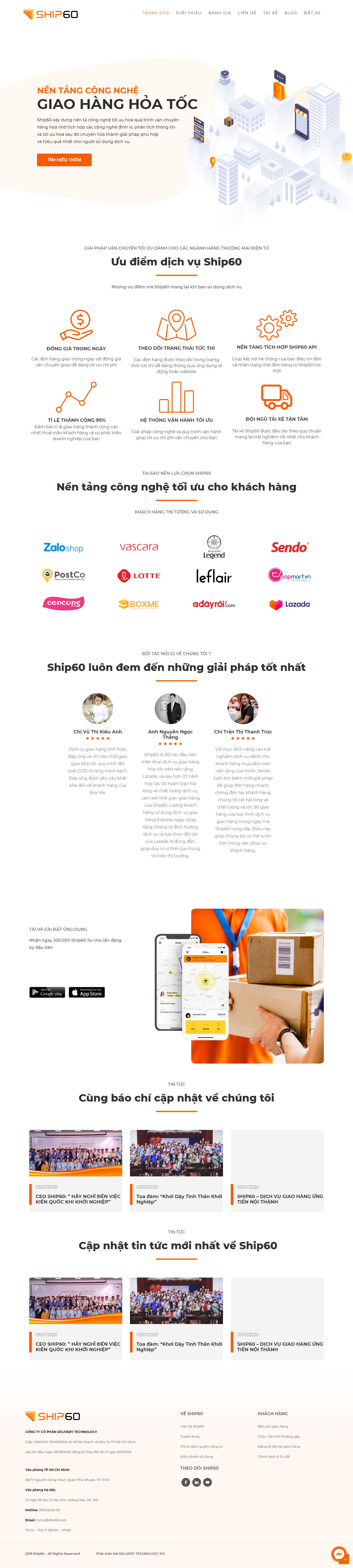 Thiết kế Website giao hàng - ship60.com - VietWebGroup.Vn
