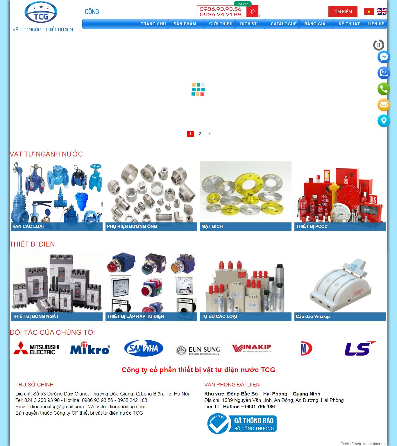 Thiết kế Website thiết bị vật tư - diennuoctcg.com - VietWebGroup.Vn