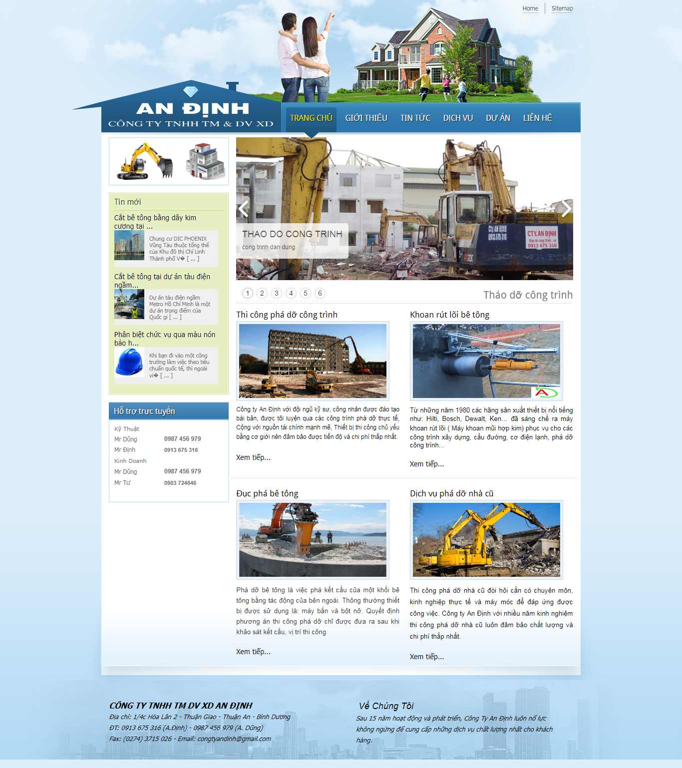 Thiết kế Website phá dỡ công trình - thaodocongtrinh.vn - VietWebGroup.Vn