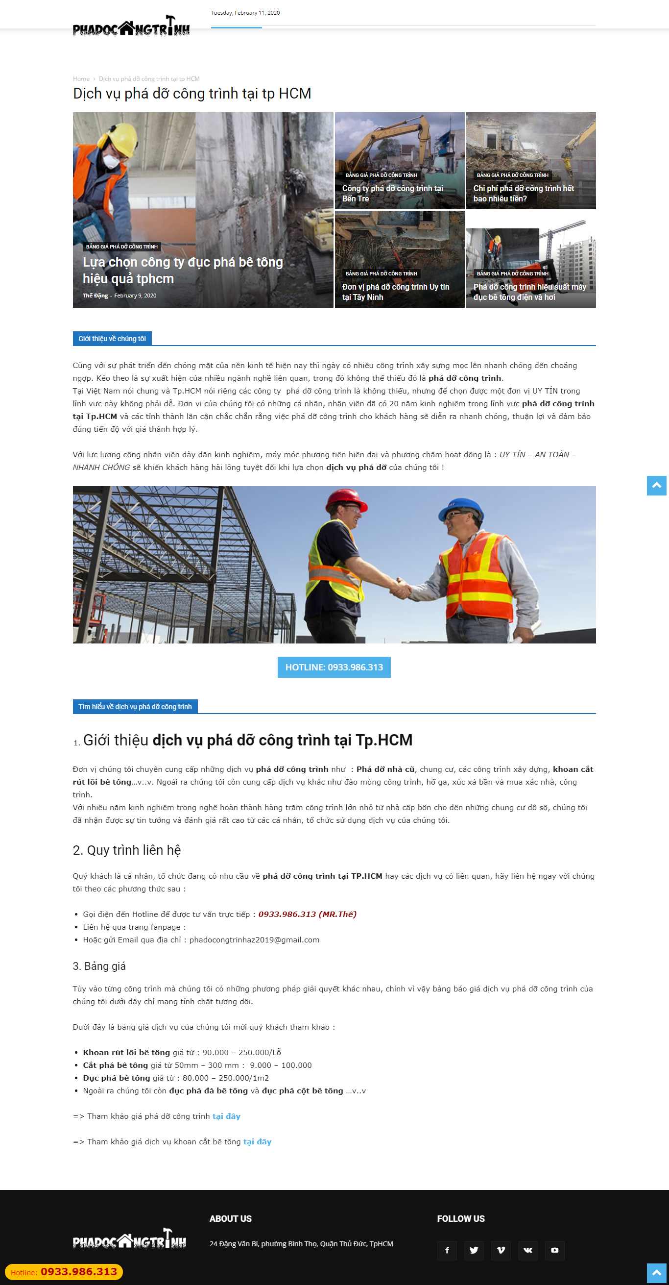 Thiết kế Website phá dỡ công trình - phadocongtrinhaz.com - VietWebGroup.Vn